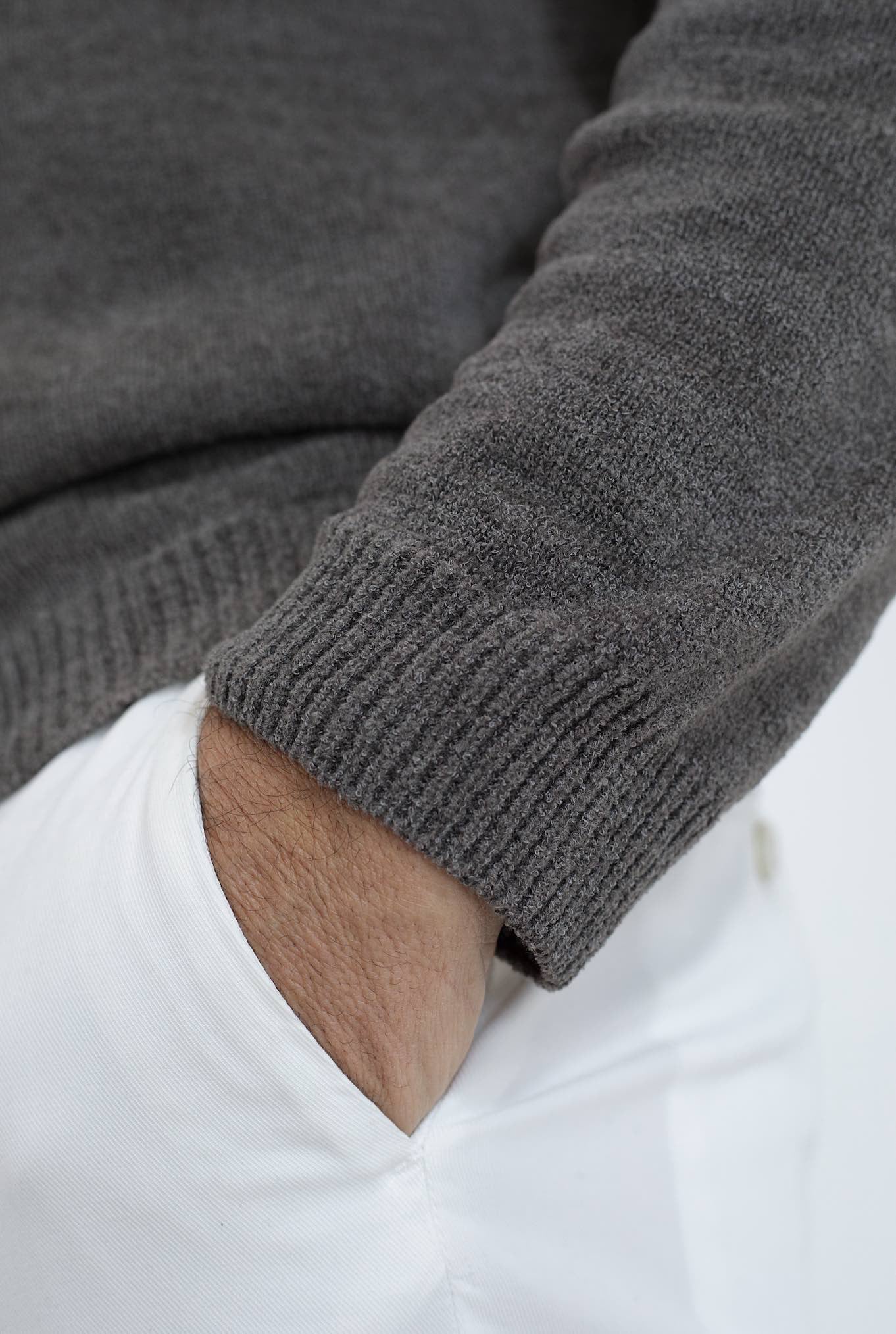 SETTEFILI CASHMERE Girocollo ML in Ciniglia Tortora Scuro - Guarino Store