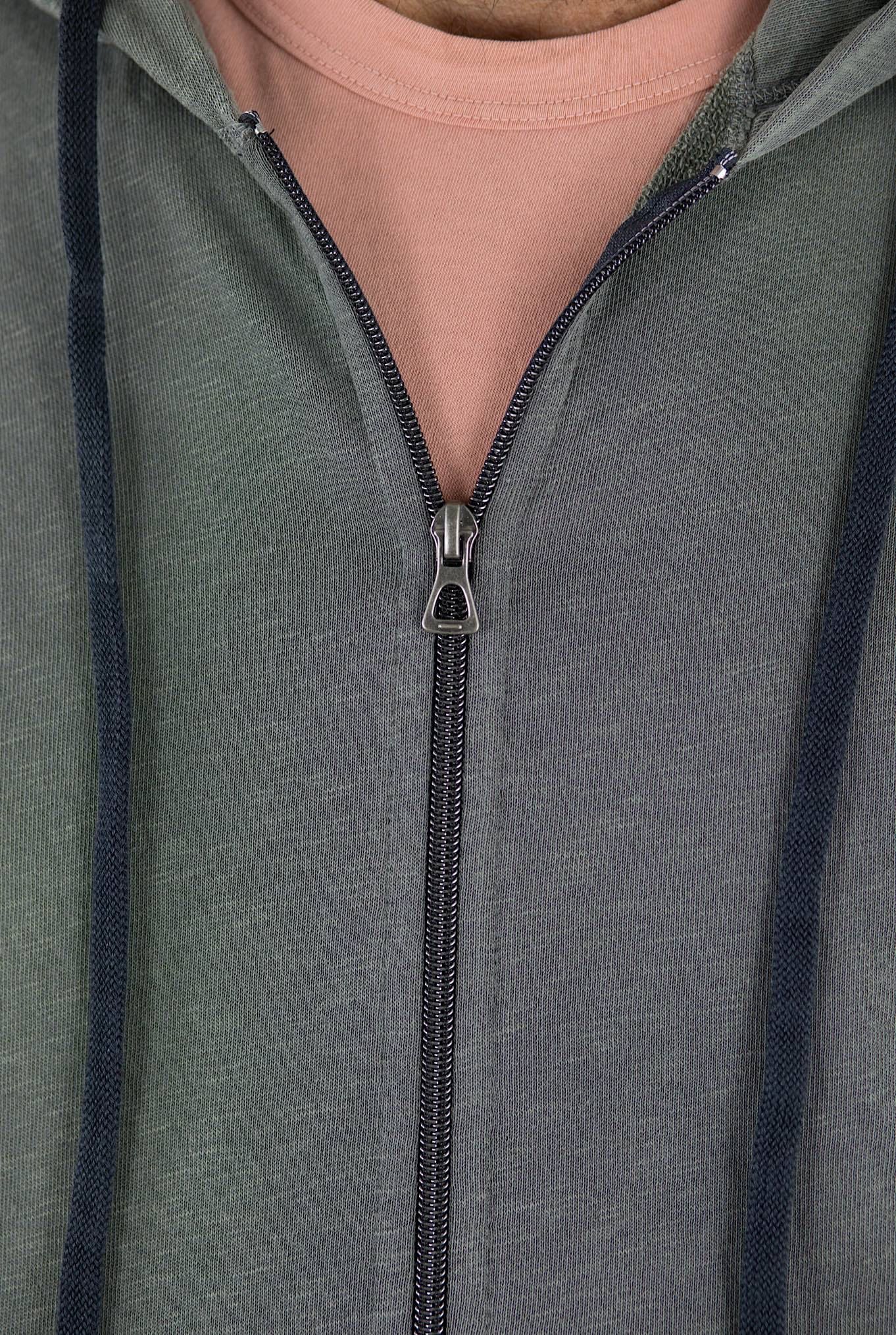 Felpa Cappuccio in Jersey di Cotone Tinta in Capo Grigio - Guarino Store