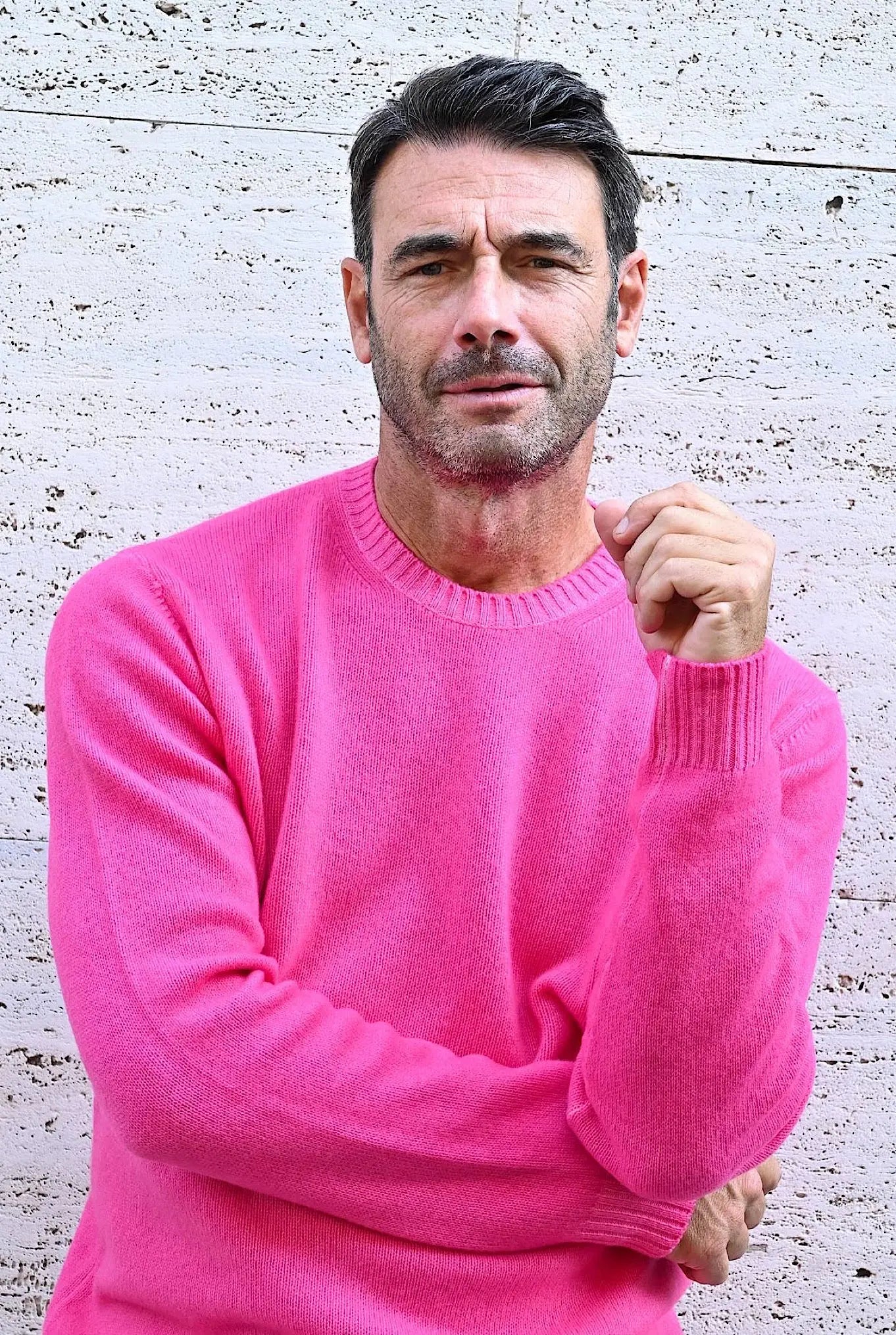 Maglia Girocollo Lana Vergine Fucsia - Guarino Store