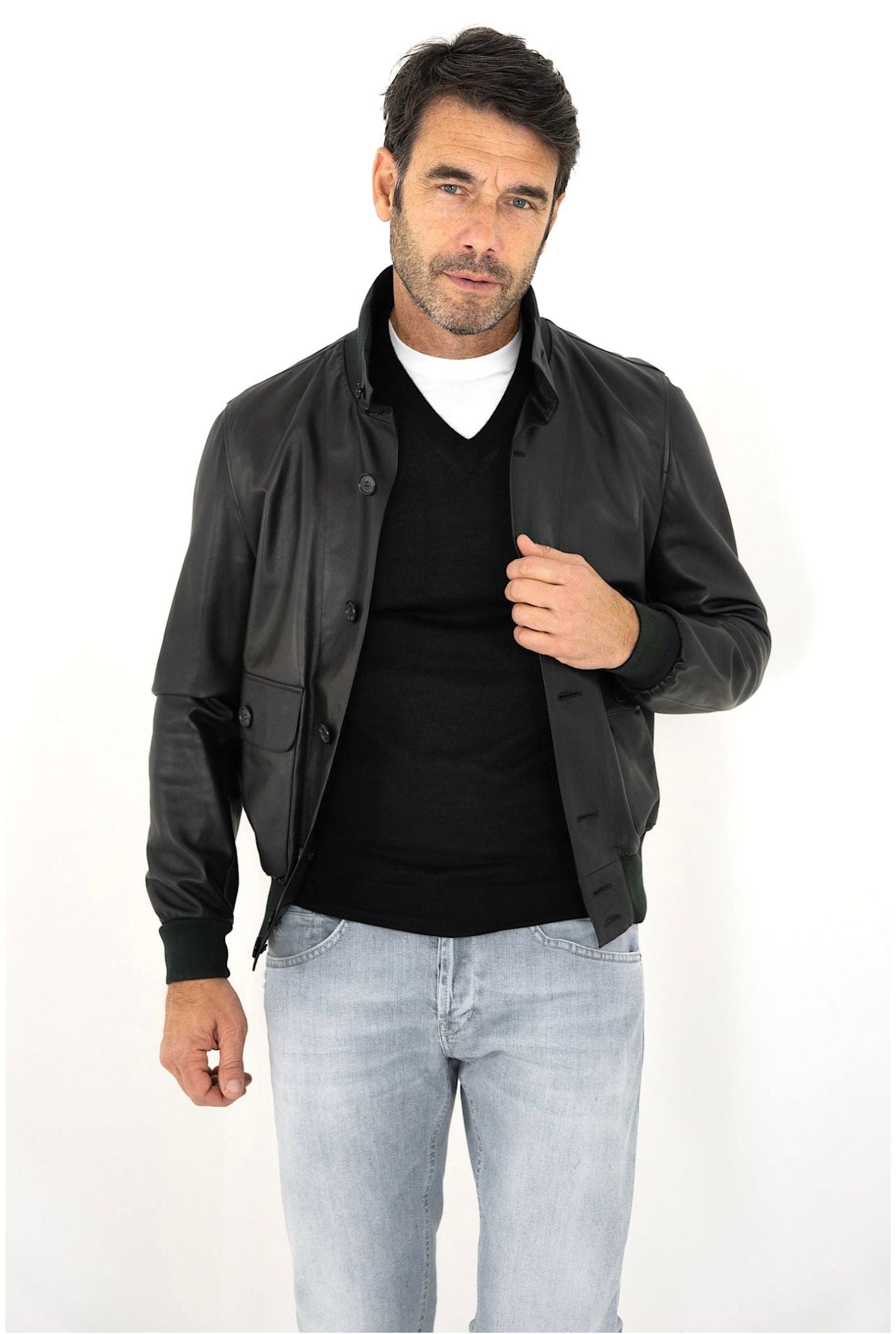 Guarino Giubbino Sfoderato Nero in Pelle - Guarino Store