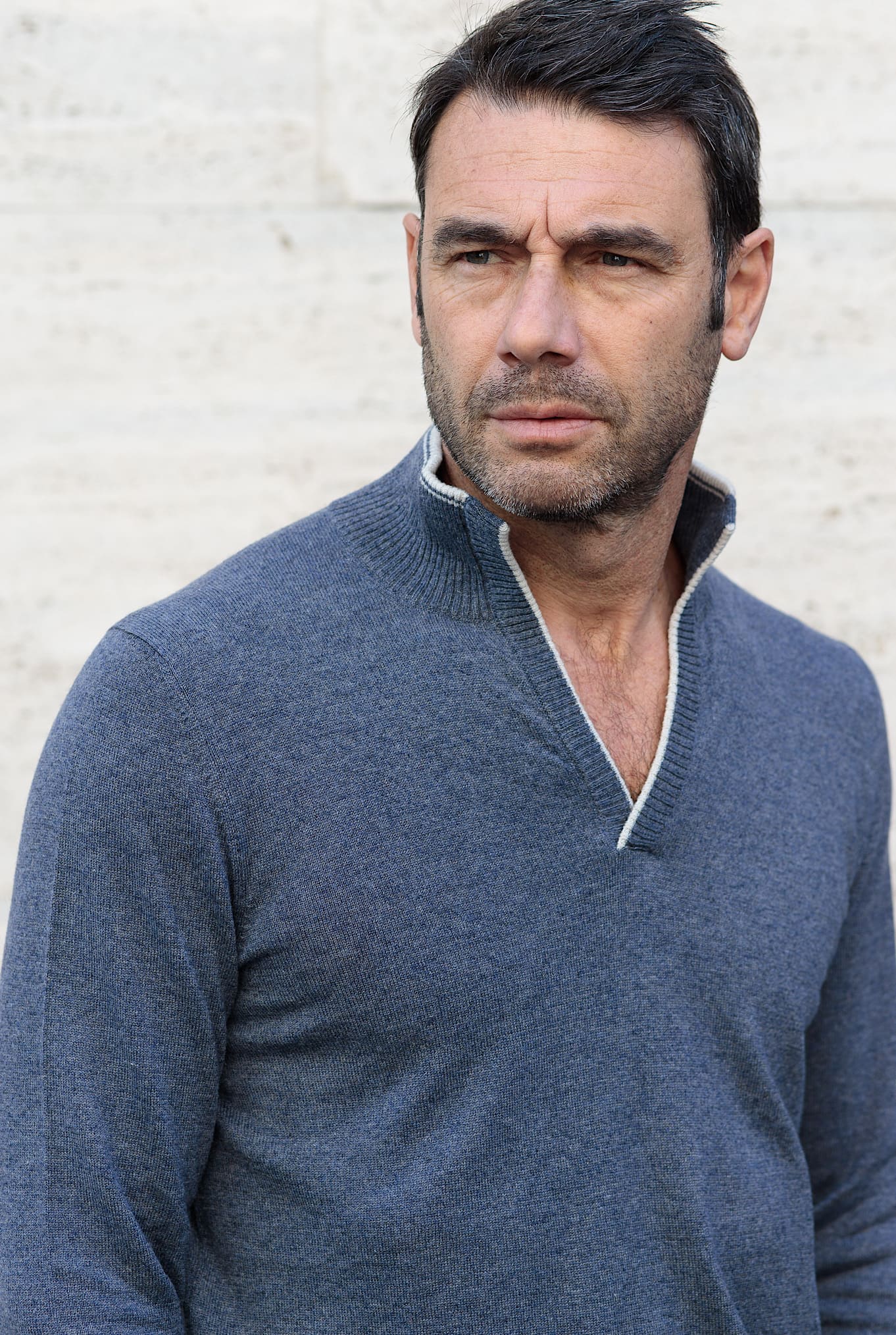 SETTEFILI CASHMERE Cashmere and Blue Mélange Linen Sweater