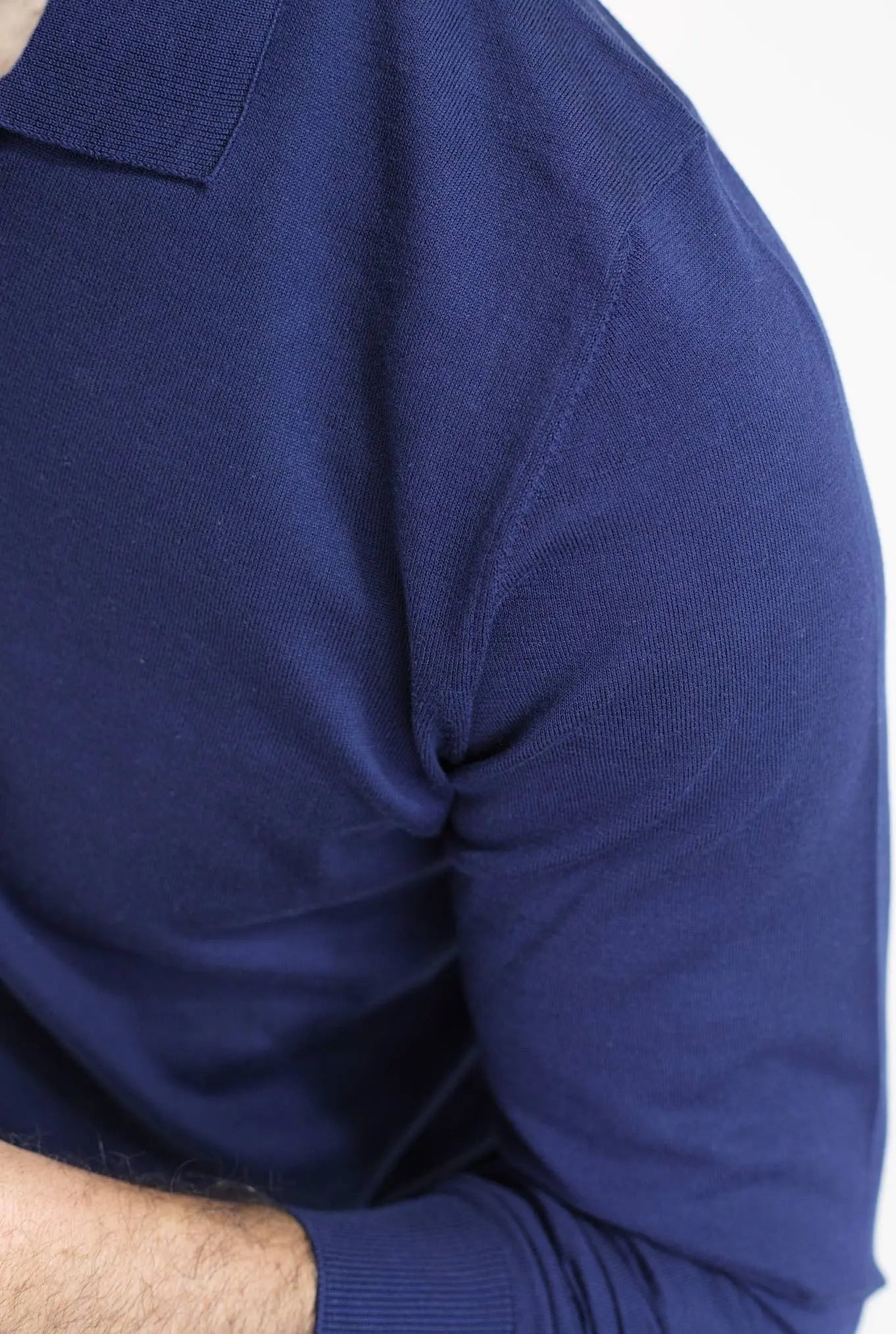 GUARINO Polo ML Cotone Sea Island Blu Navy - Guarino Store