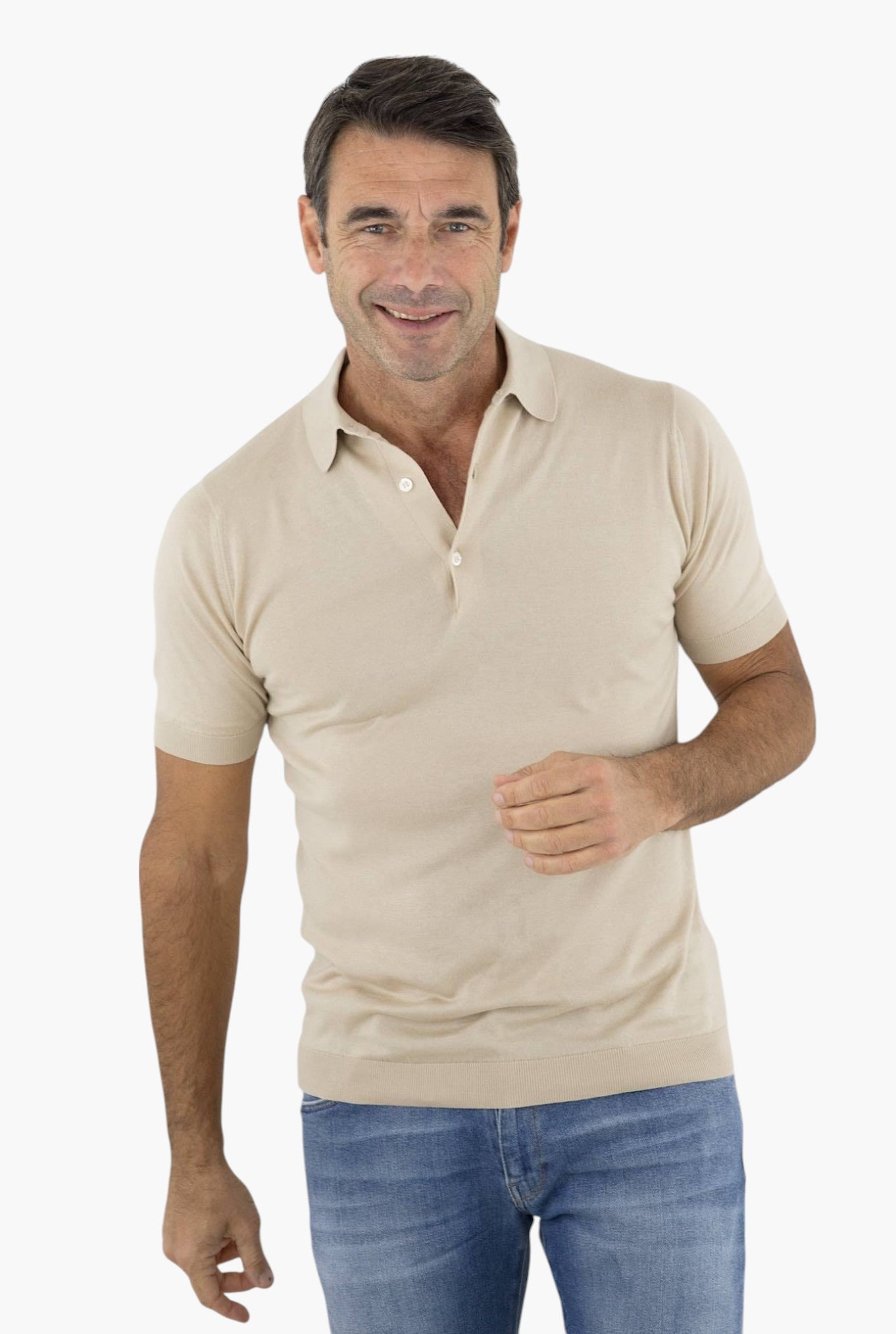 JOHN SMEDLEY Polo mod. Adrian Cotone Sea Island Beige - Guarino Store