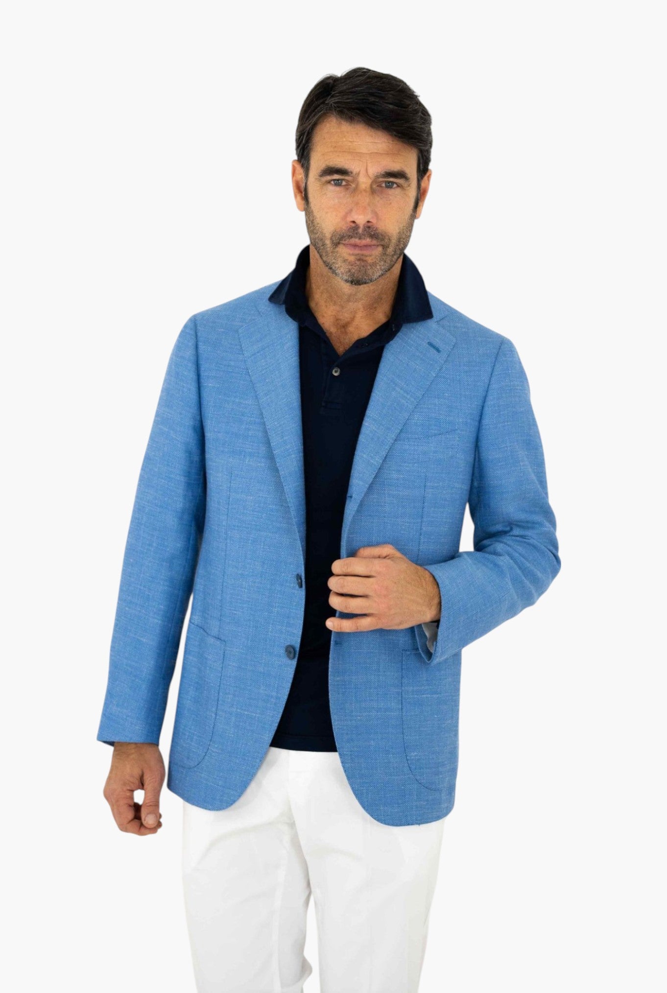 CESARE ATTOLINI Giacca Azzurra Lana Seta e Lino