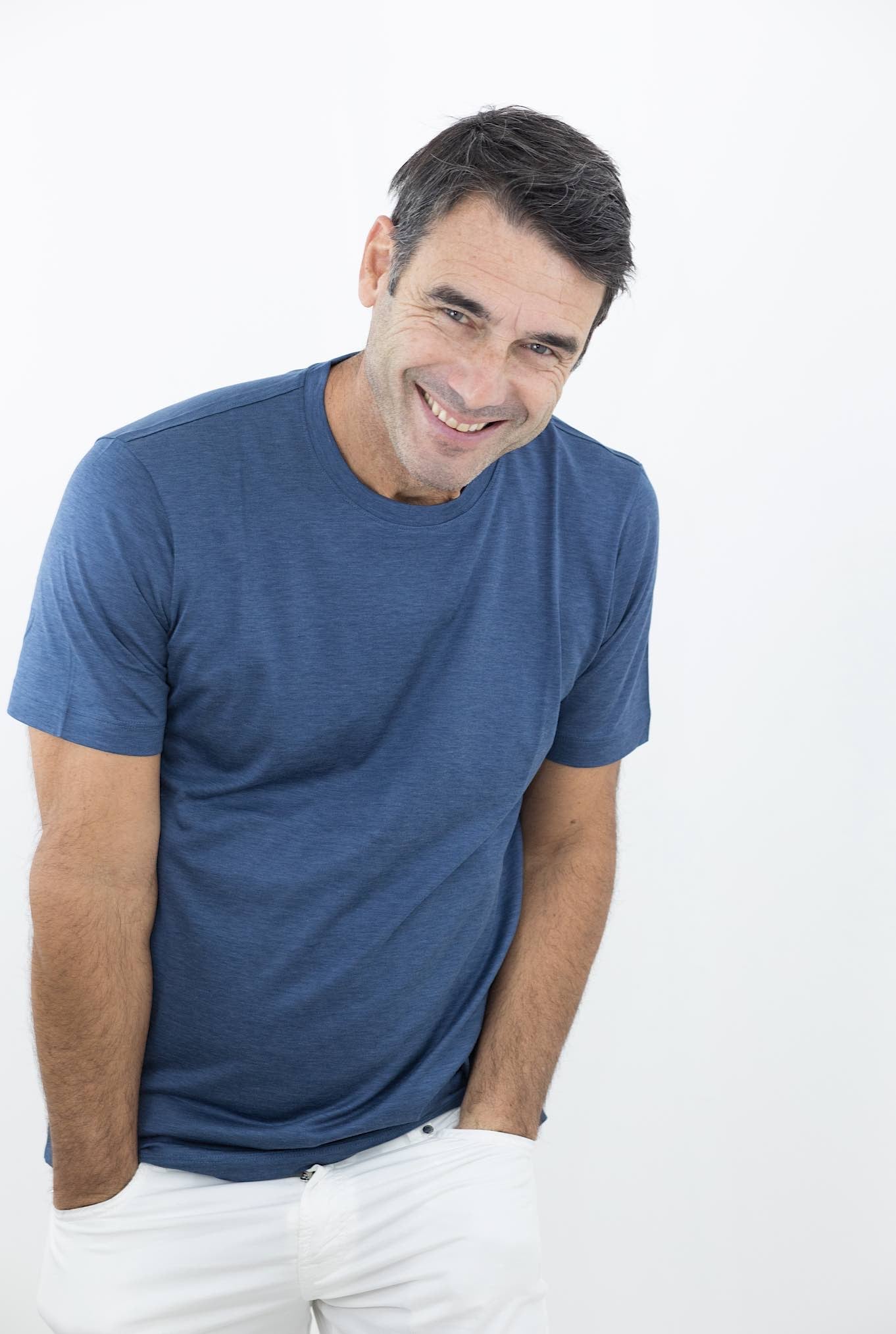 MARCO PESCAROLO T-Shirt Seta Cotone Avio Mélange - Guarino Store