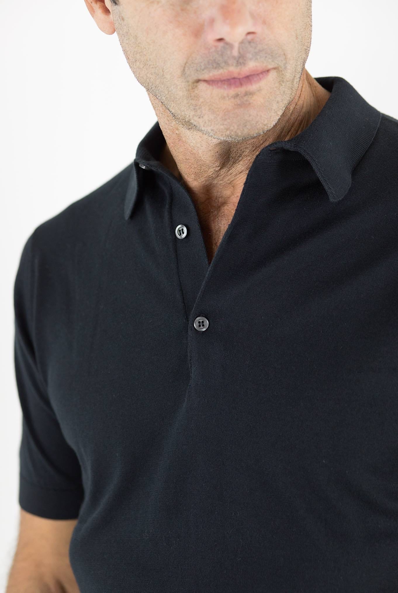 Polo "Adrian" Cotone Sea Island Nero JOHN SMEDLEY