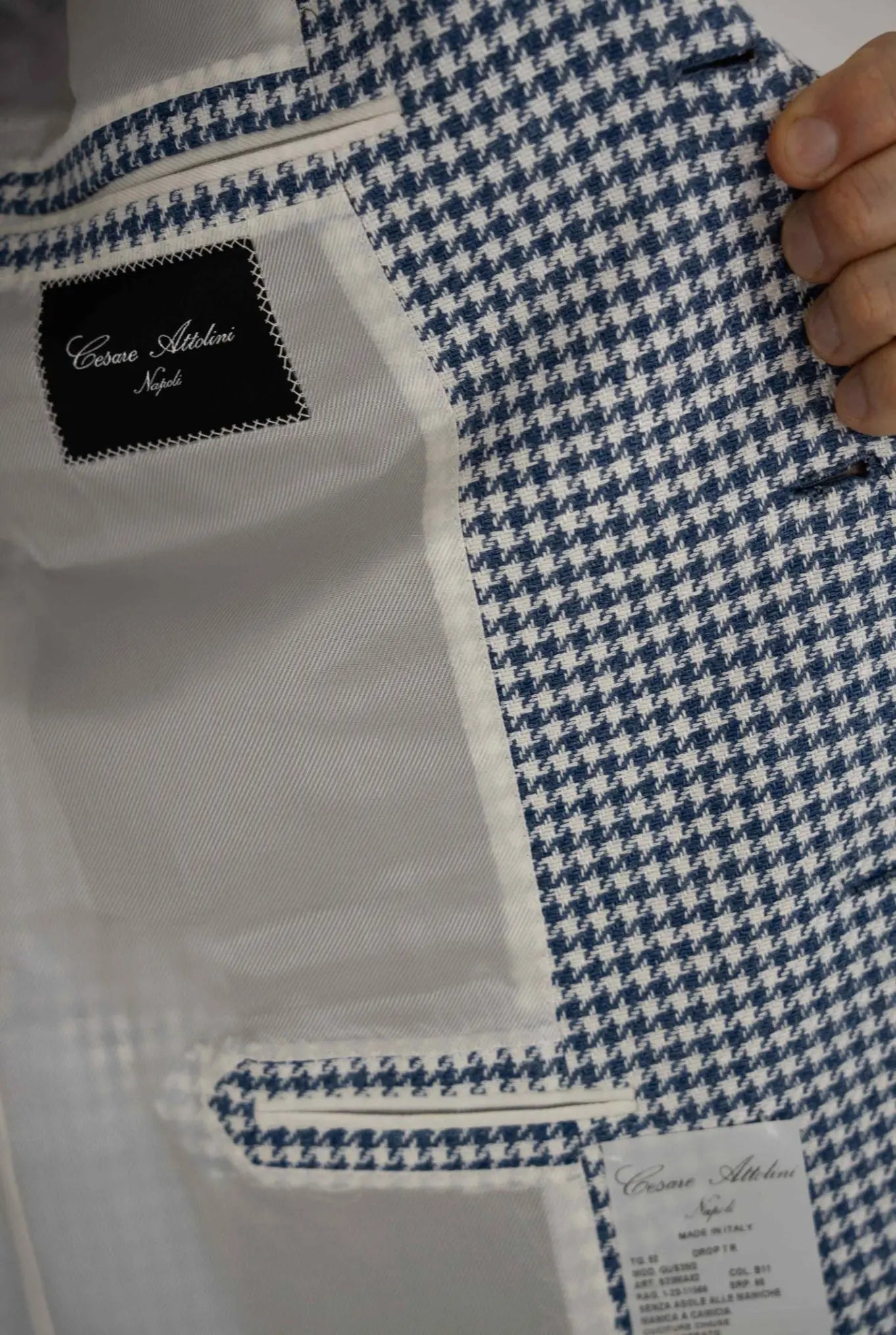 CESARE ATTOLINI Giacca Pied de Poule Bianca/Blu - Guarino Store