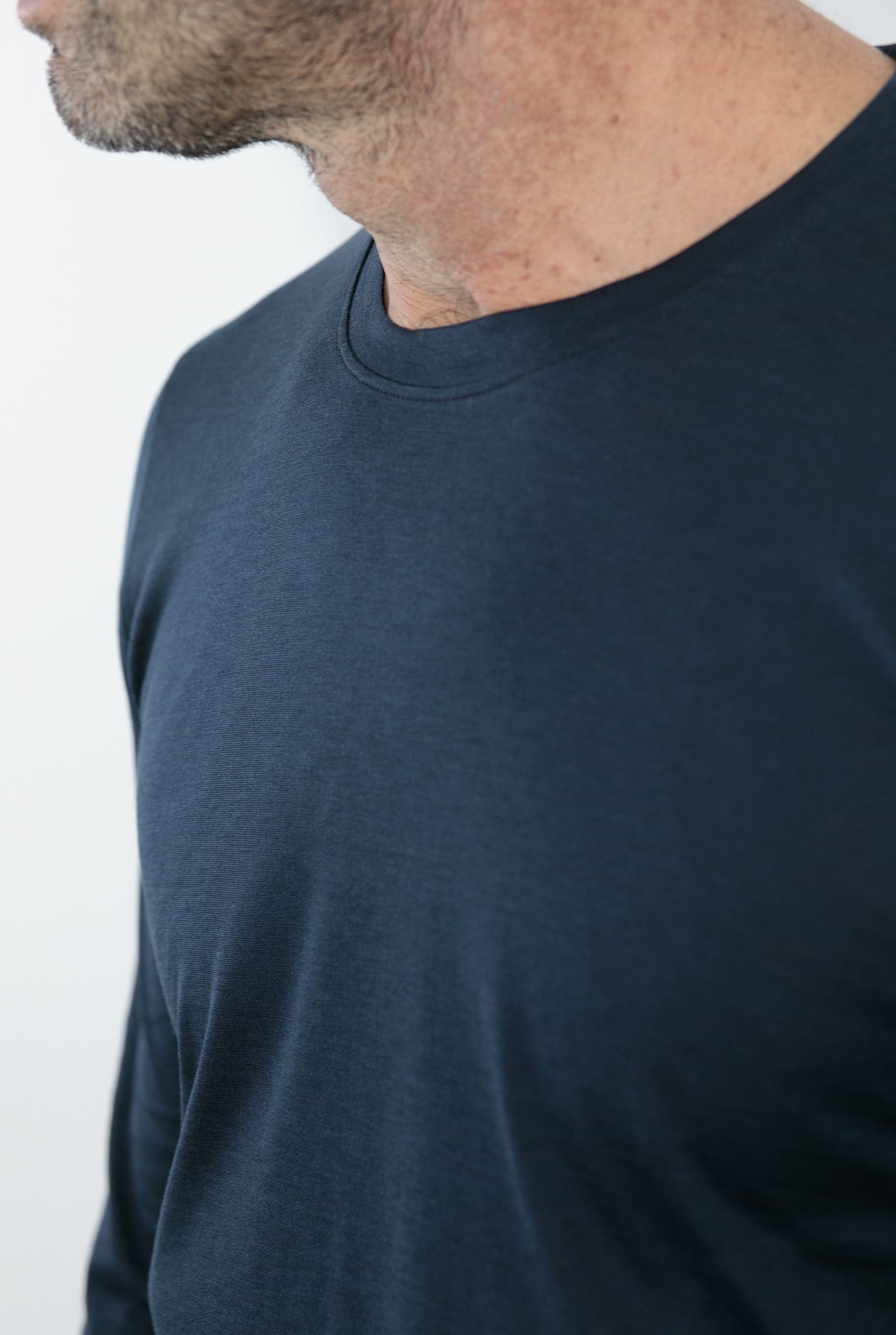 T-Shirt Manica Lunga Seta Cotone Blu PESCAROLO