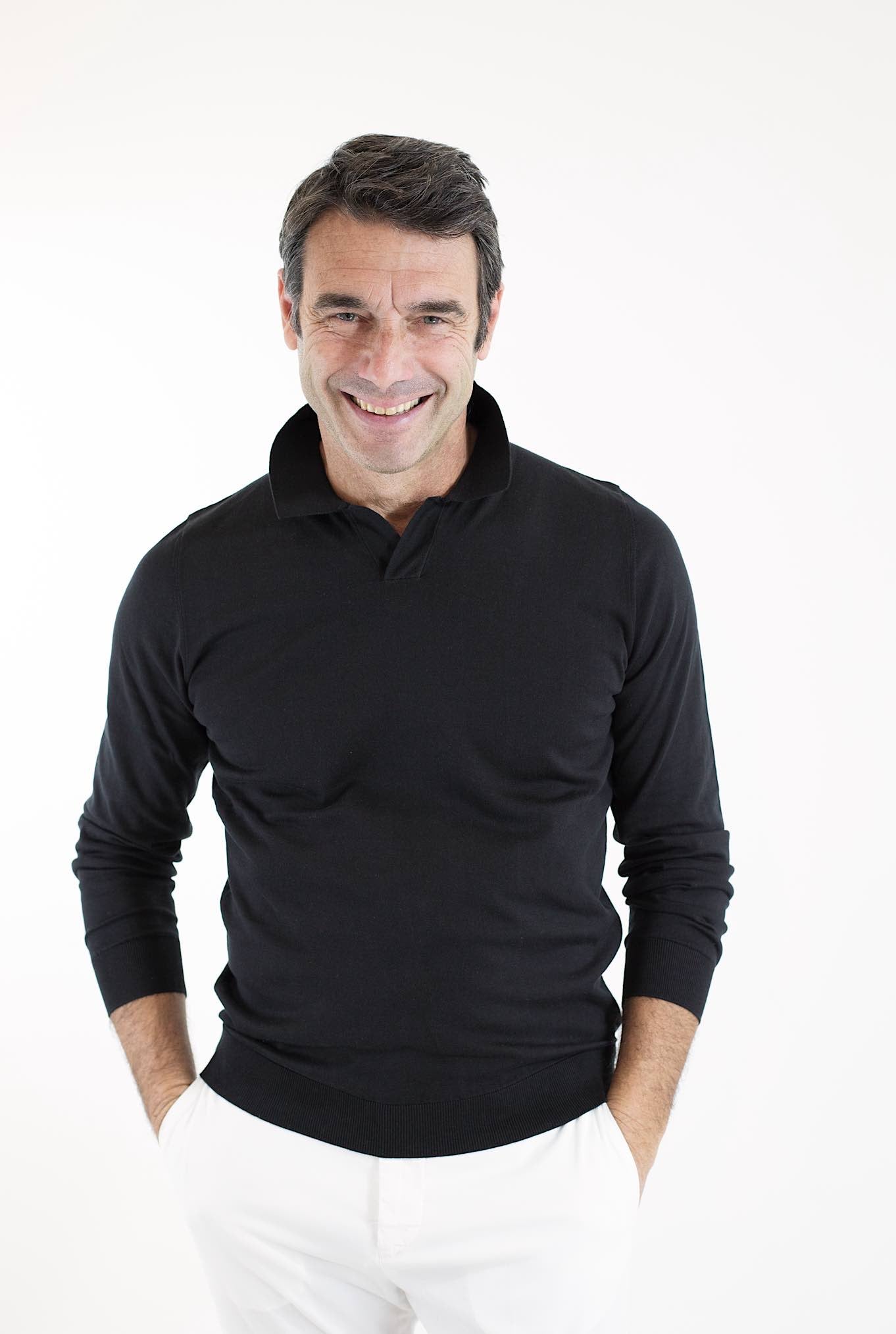 GUARINO Polo ML Cotone Sea Island Nero - Guarino Store