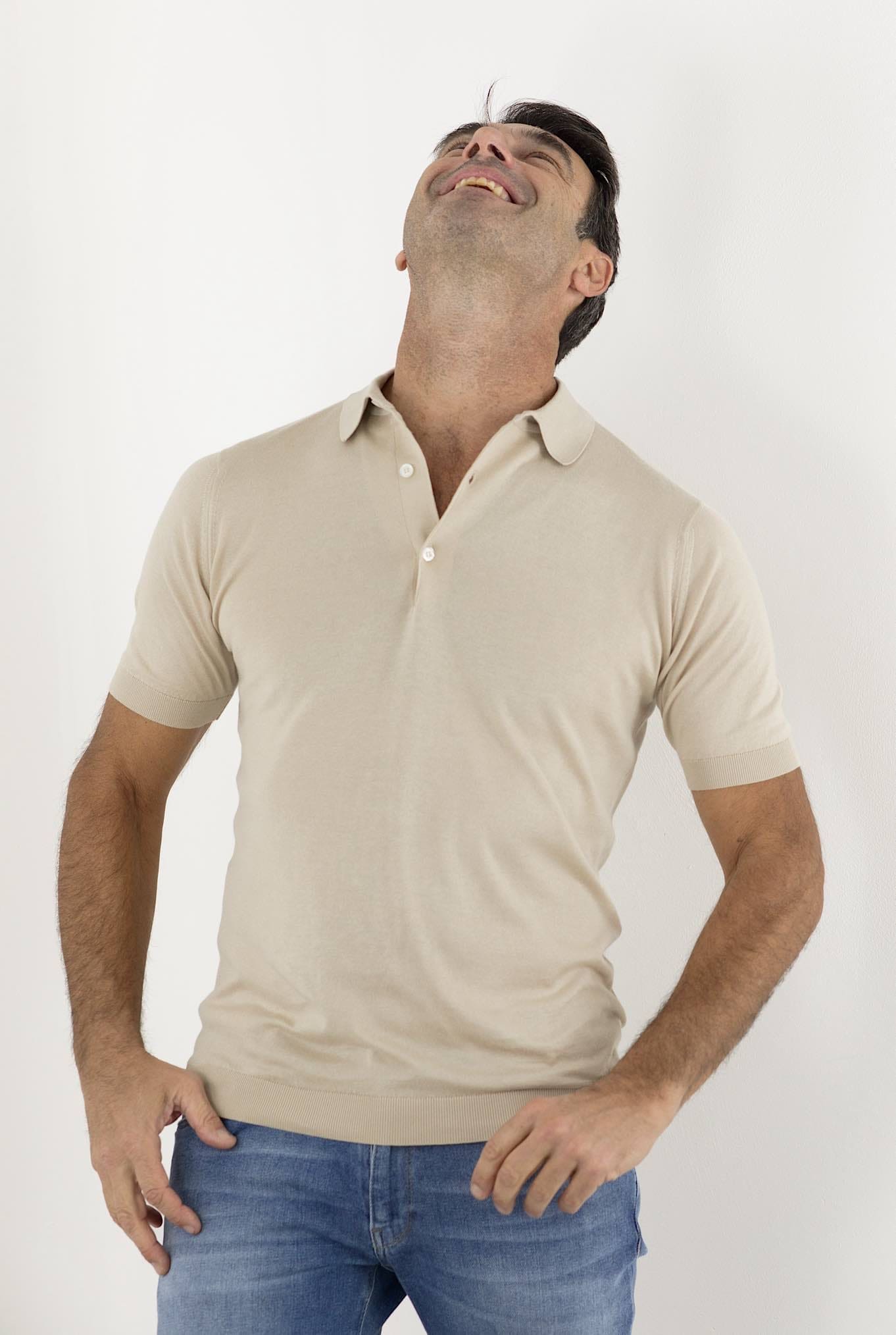 Polo "Adrian" Cotone Sea Island Beige JOHN SMEDLEY