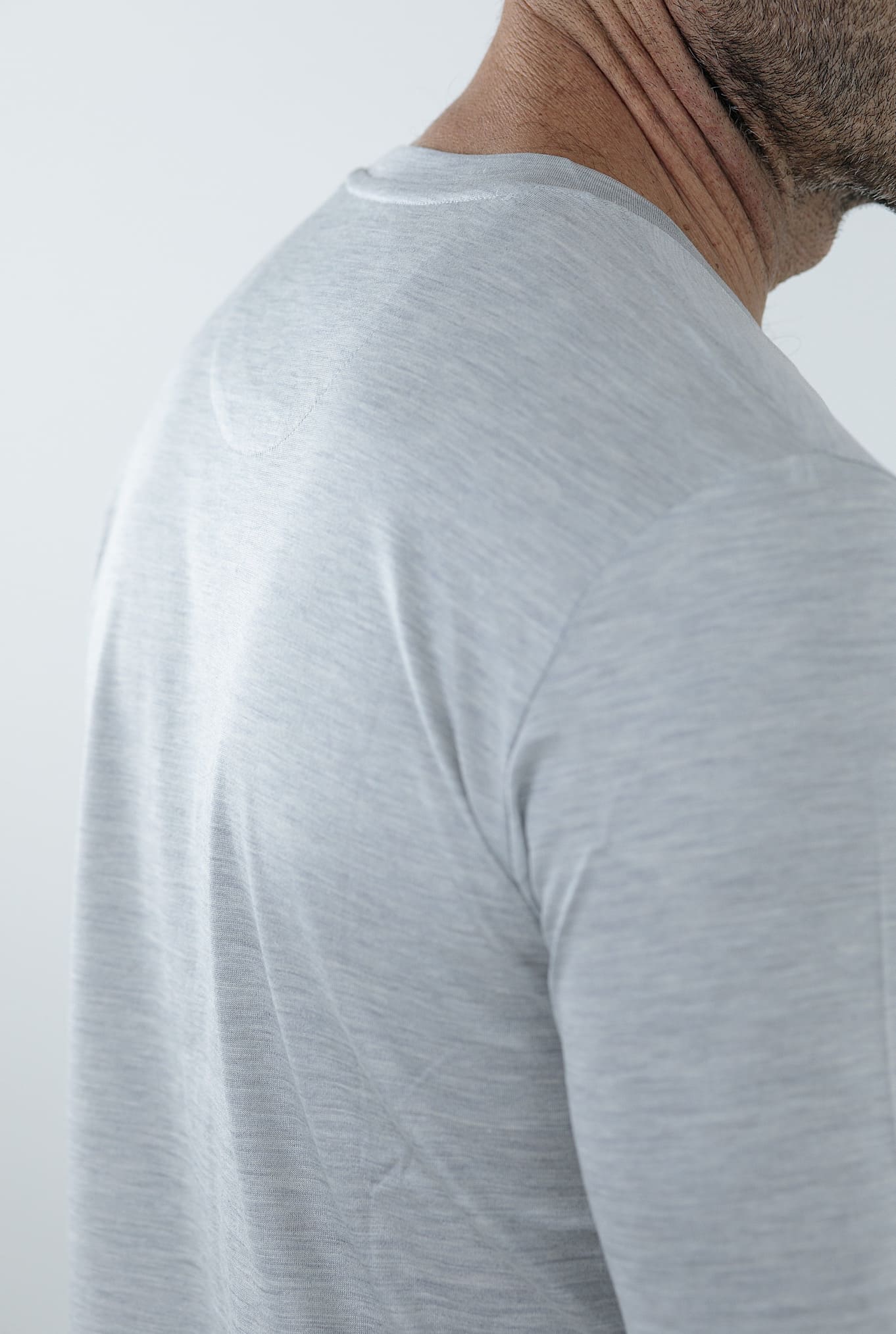 T-Shirt Manica Lunga Seta Cotone Grigia Chiara PESCAROLO