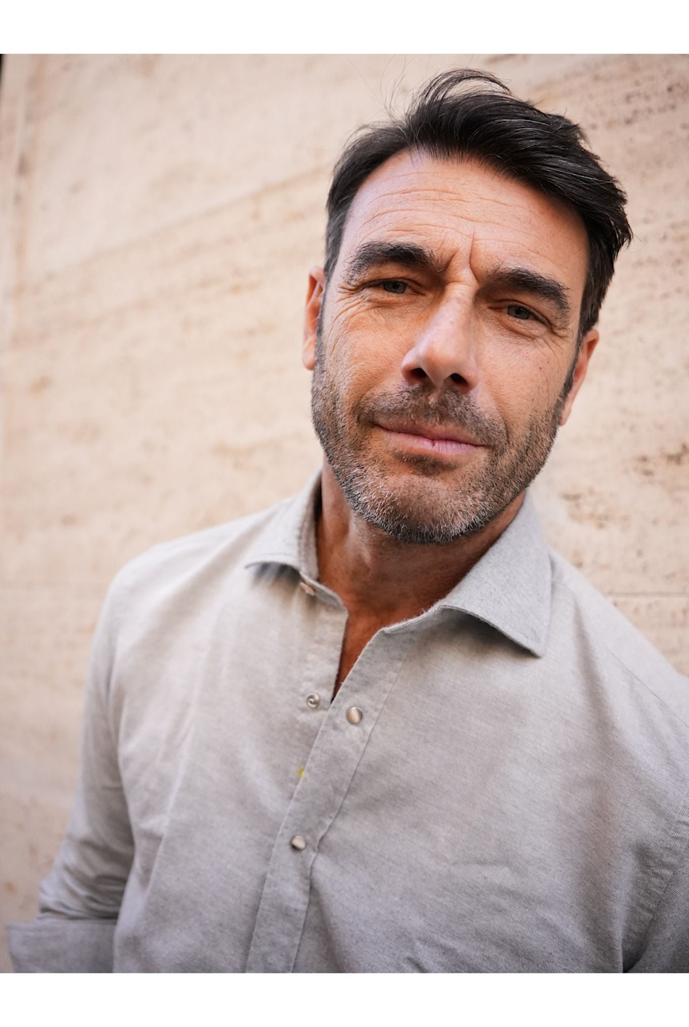 Camicia Flanella Cotone e Cashmere Ghiaccio slim fit - Guarino Store