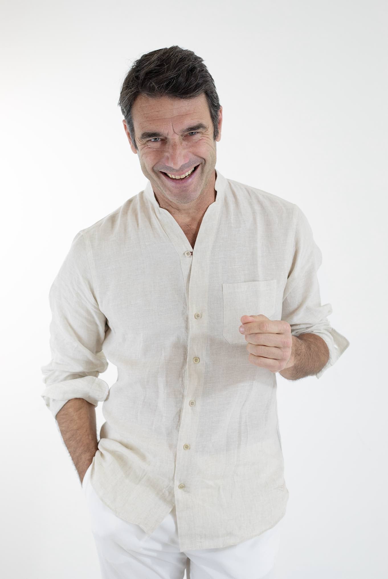 SEASE Camicia ML Fish Tail Lino Sabbia - Guarino Store