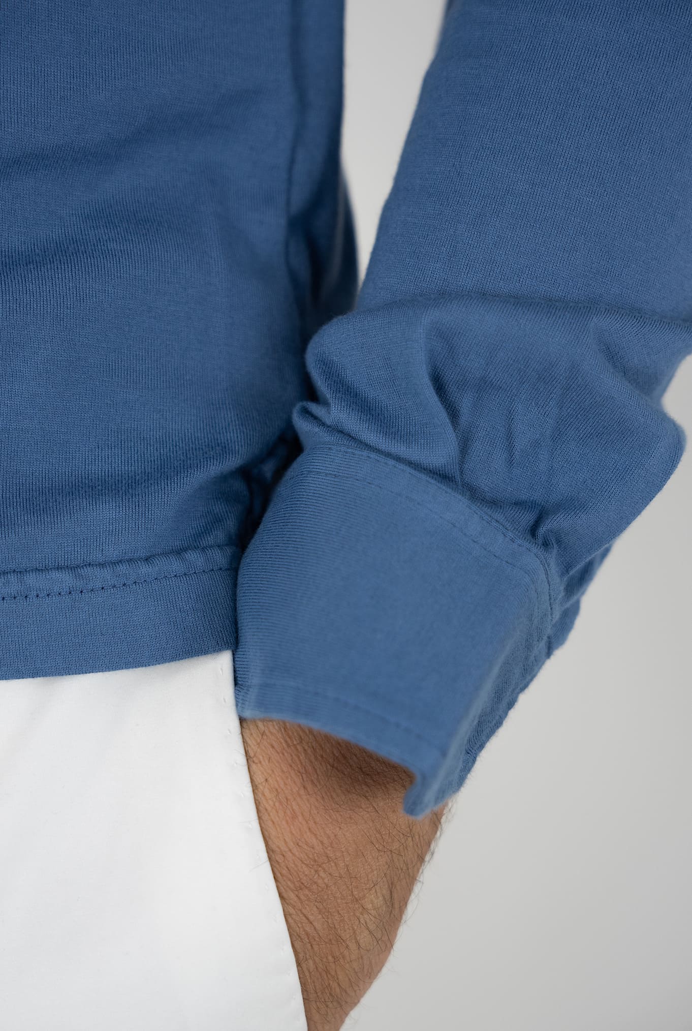 Polo Maniche Lunghe mod. Zero Cotone Blu medio FEDELI