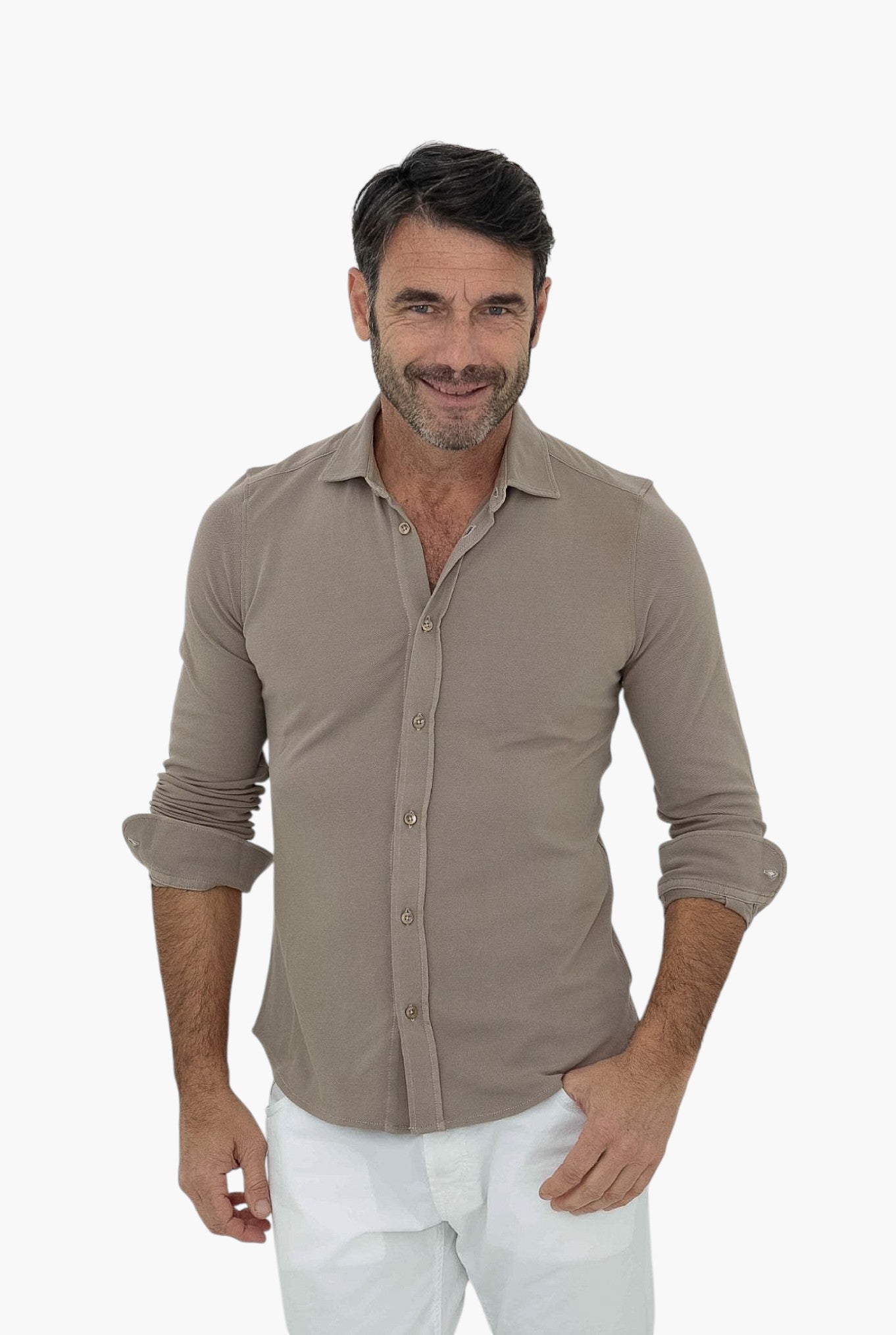 CIRCOLO 1901 Camicia in Cotone Piqué Beige Sabbia