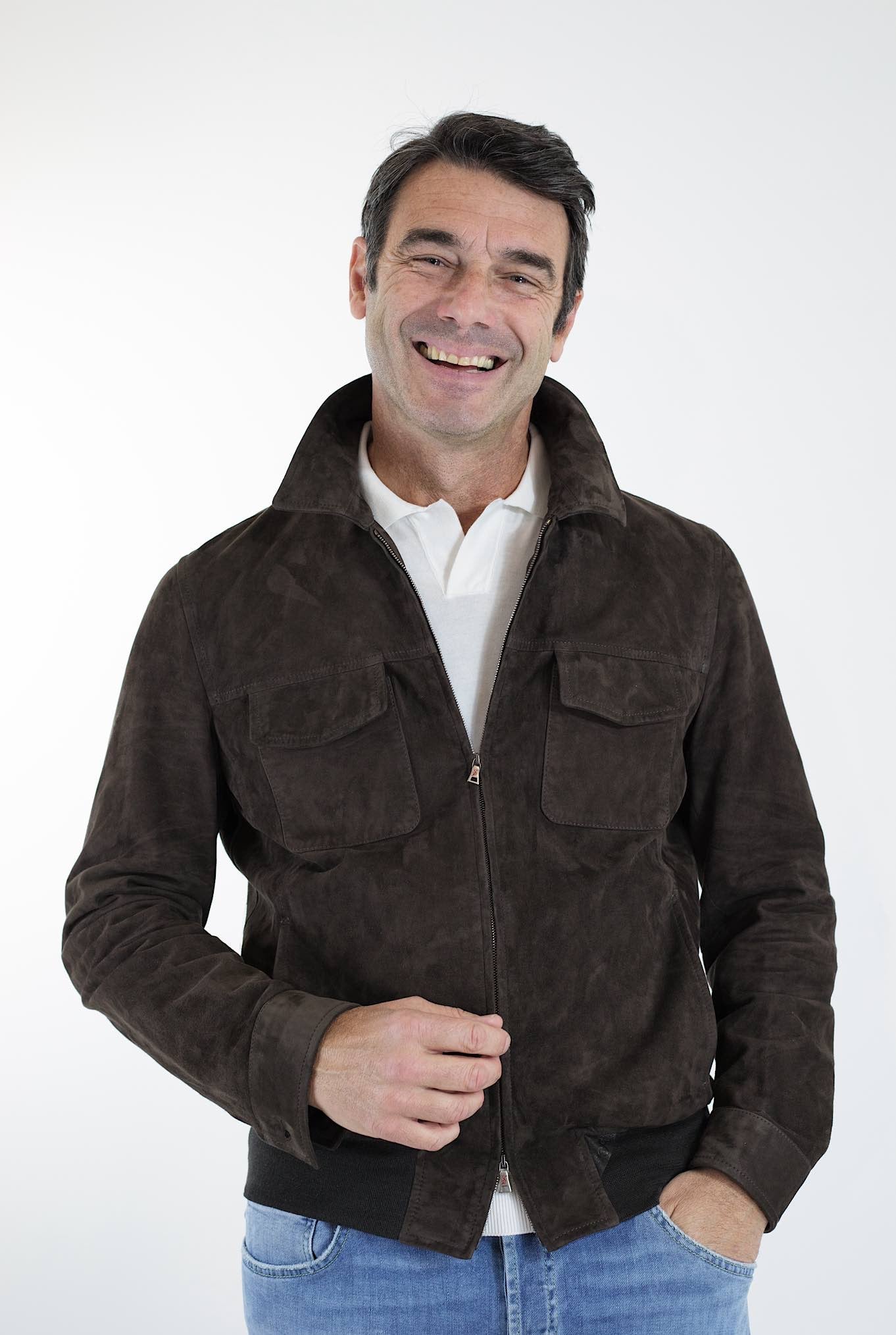 STEWART Giubbino Sfoderato in Suede Testa di Moro - Guarino Store