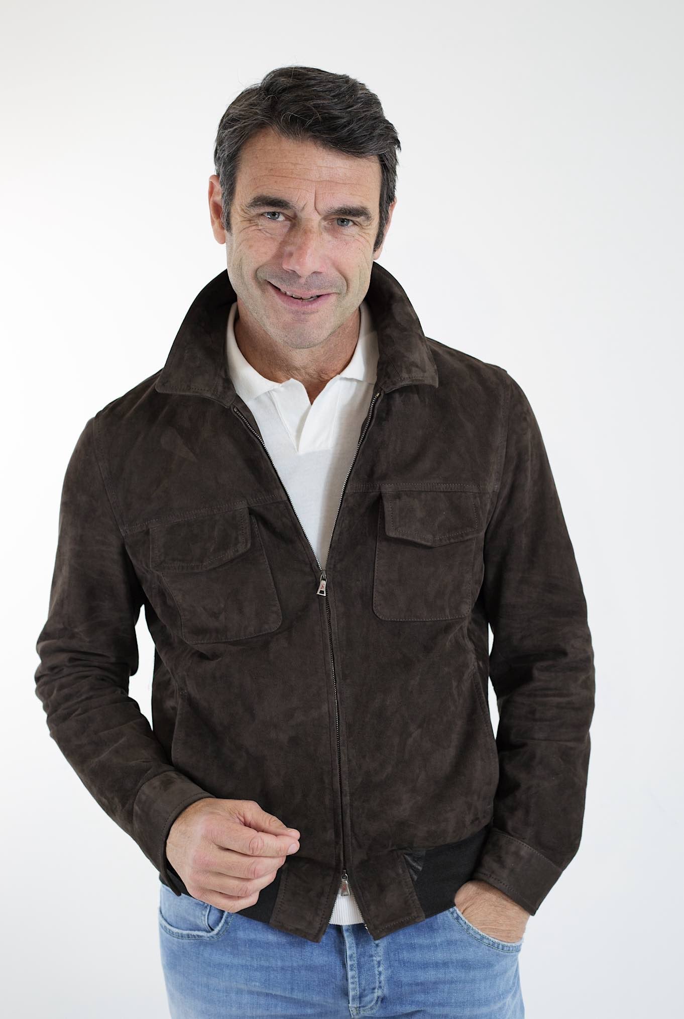 STEWART Giubbino Sfoderato in Suede Testa di Moro - Guarino Store