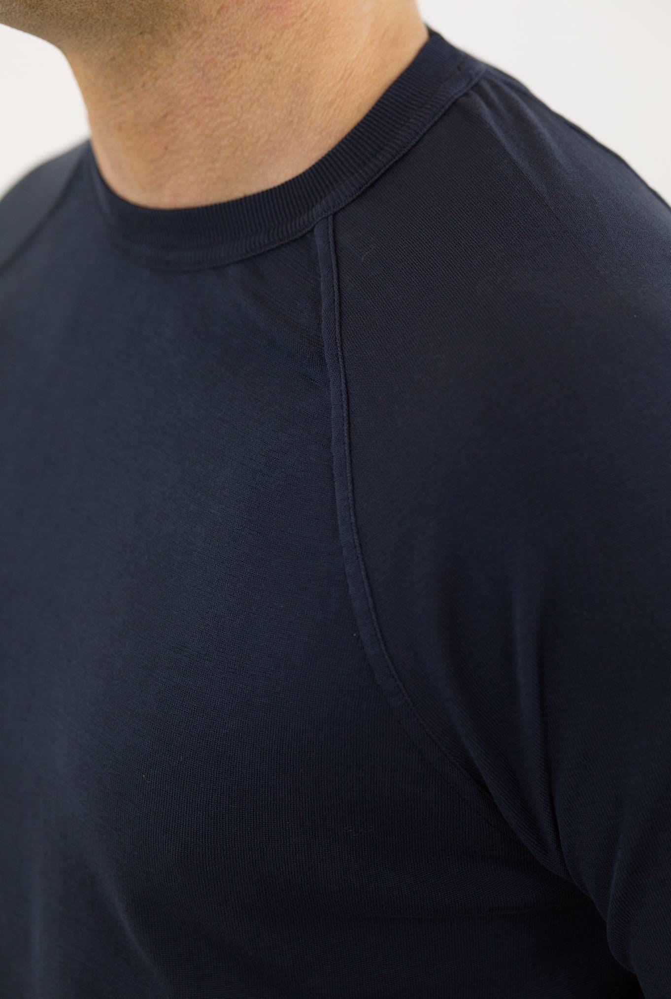 Girocollo Raglan Cotone Frosted Maniche Lunghe Blu - Guarino Store
