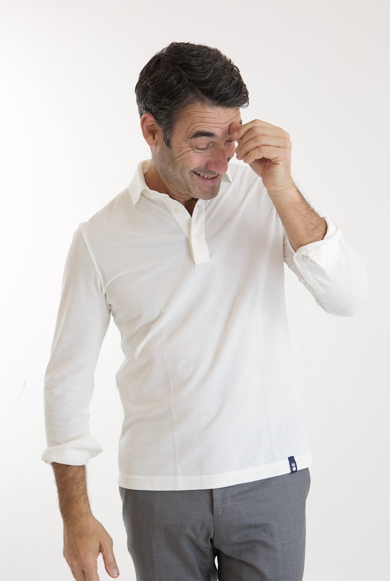 Polo ML Frosted Crepe Cotton Bianco DRUMOHR