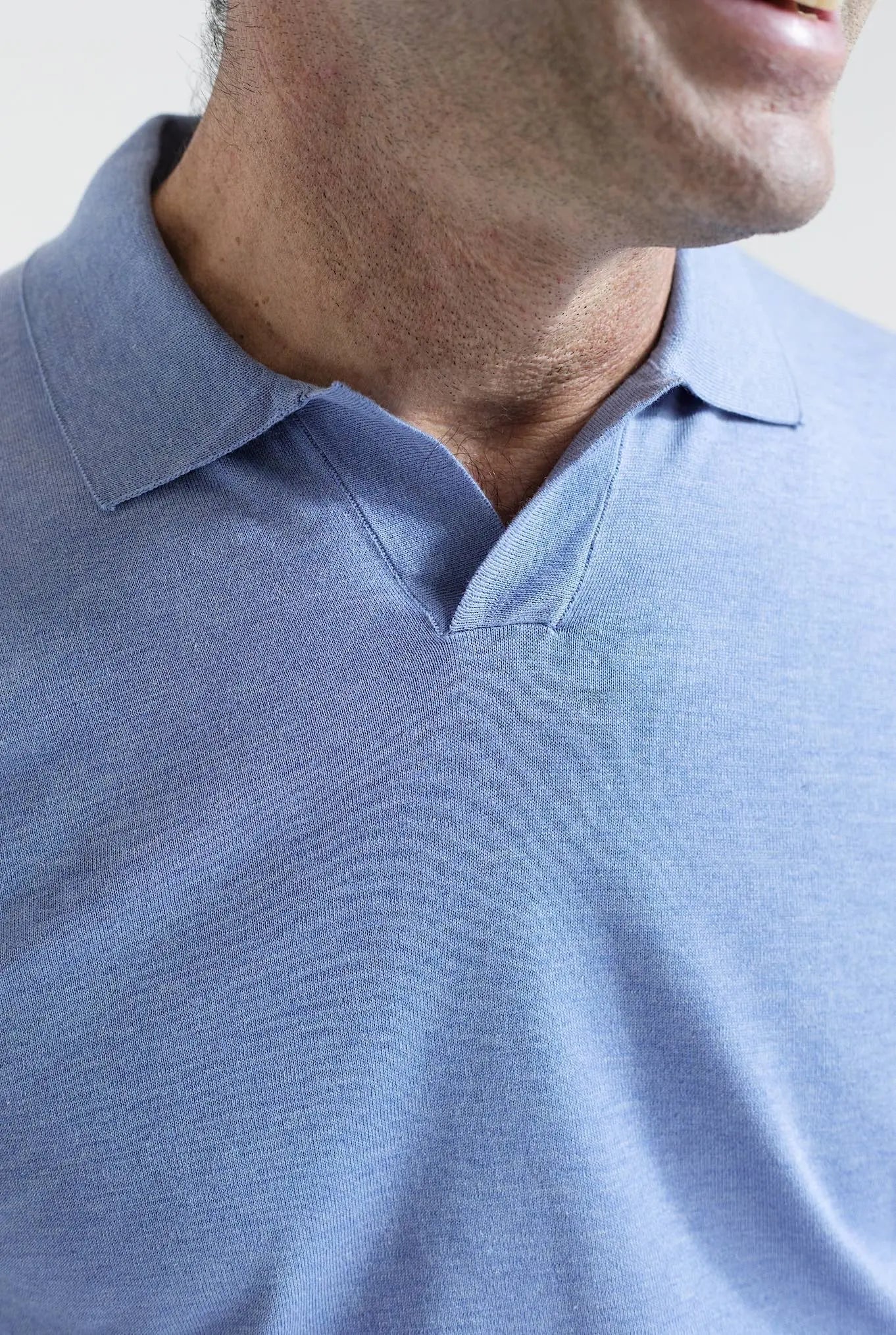 GUARINO Polo ML Cotone Sea Island Celeste - Guarino Store