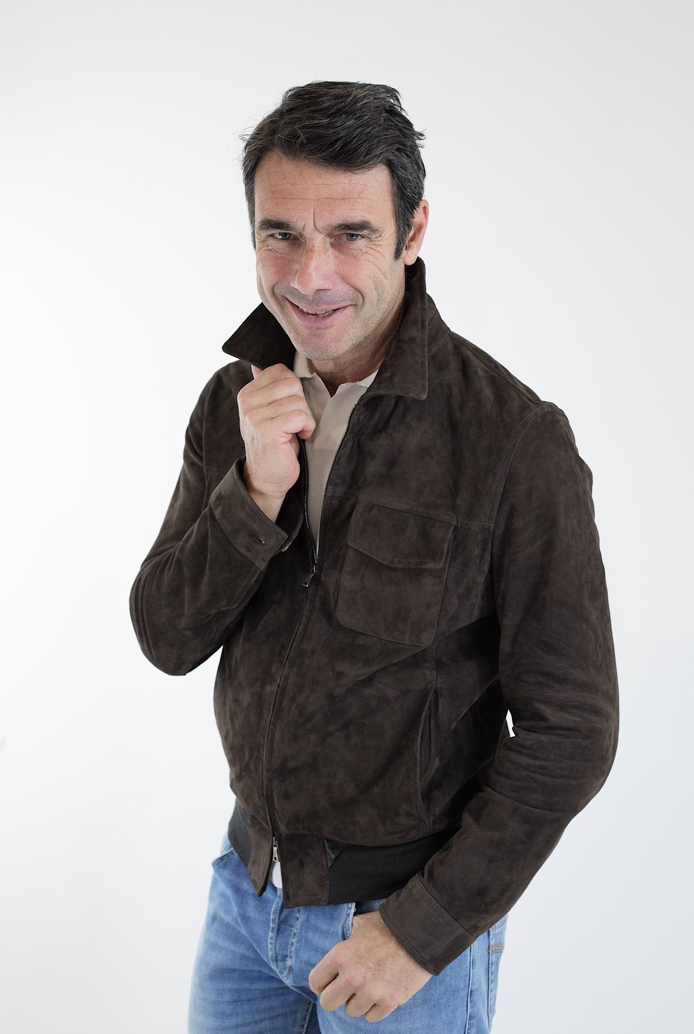 STEWART Giubbino Sfoderato in Suede Testa di Moro - Guarino Store