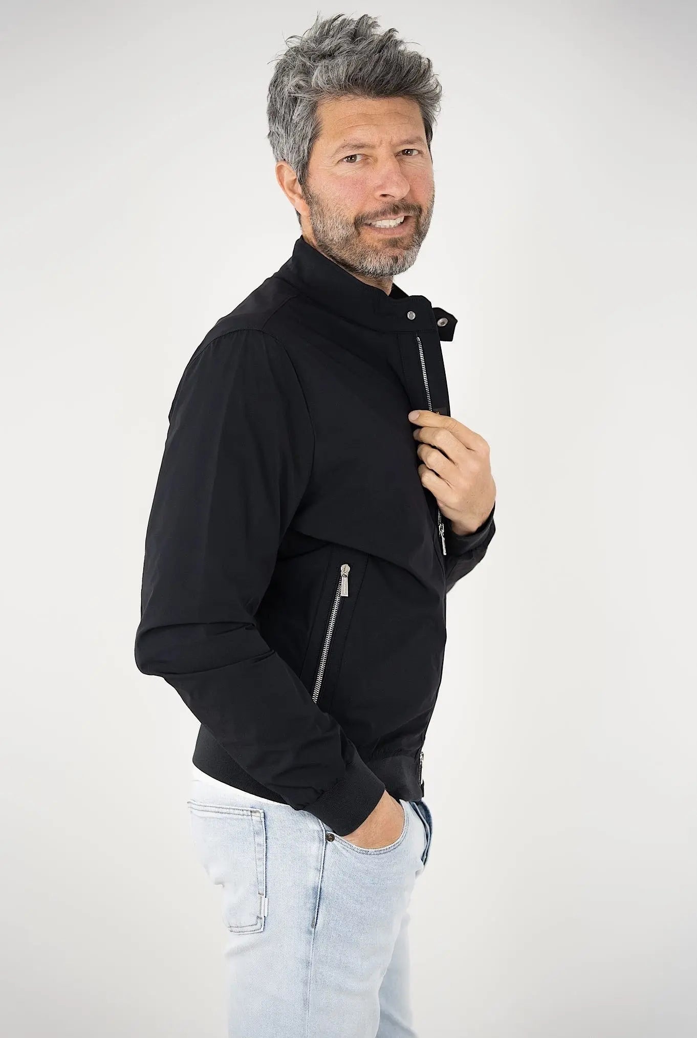 Bomber "Alberti" Stretch Water Resistant Blu Scuro - Guarino Store