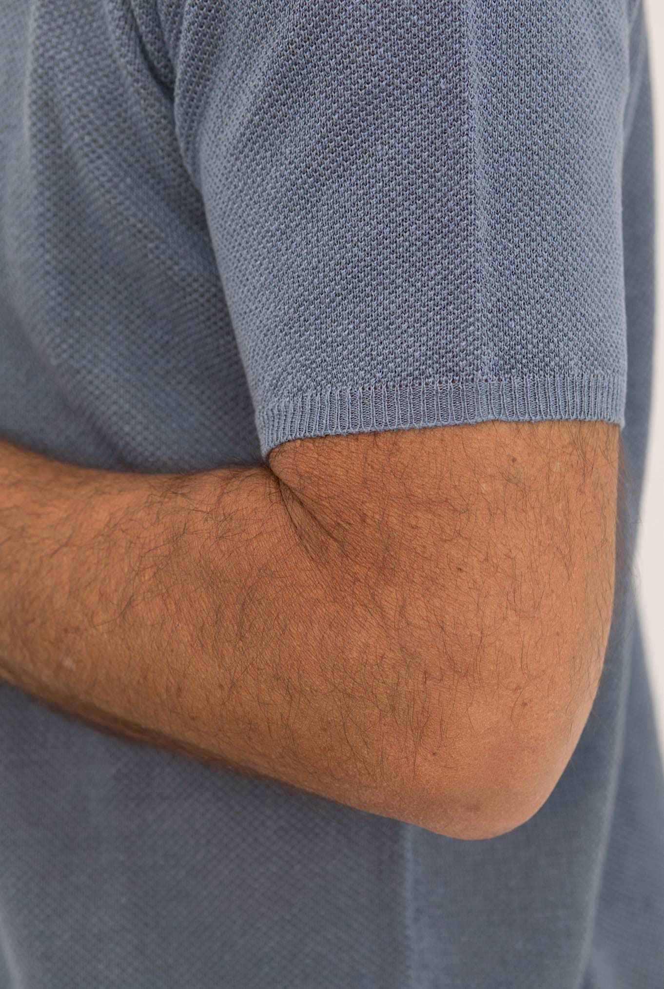 Polo Maniche Corte Lino Nido D'ape Avio ROBERTO COLLINA