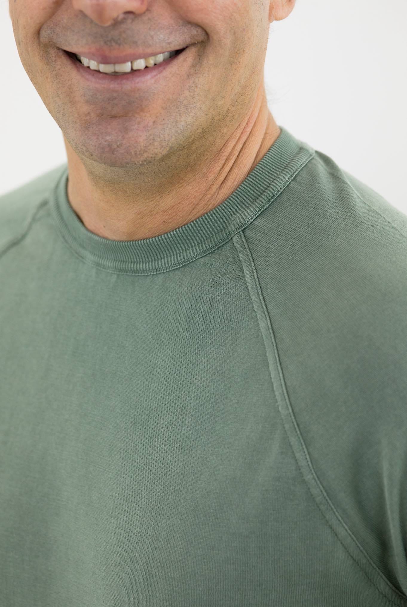 Girocollo Raglan Cotone Frosted Maniche Lunghe Verde - Guarino Store