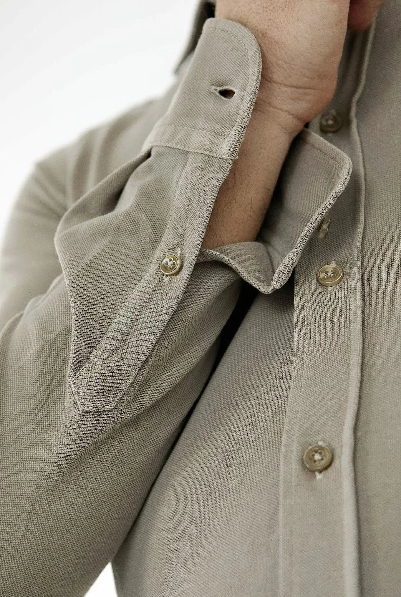 Camicia in Cotone Piqué Beige Sabbia - Guarino Store