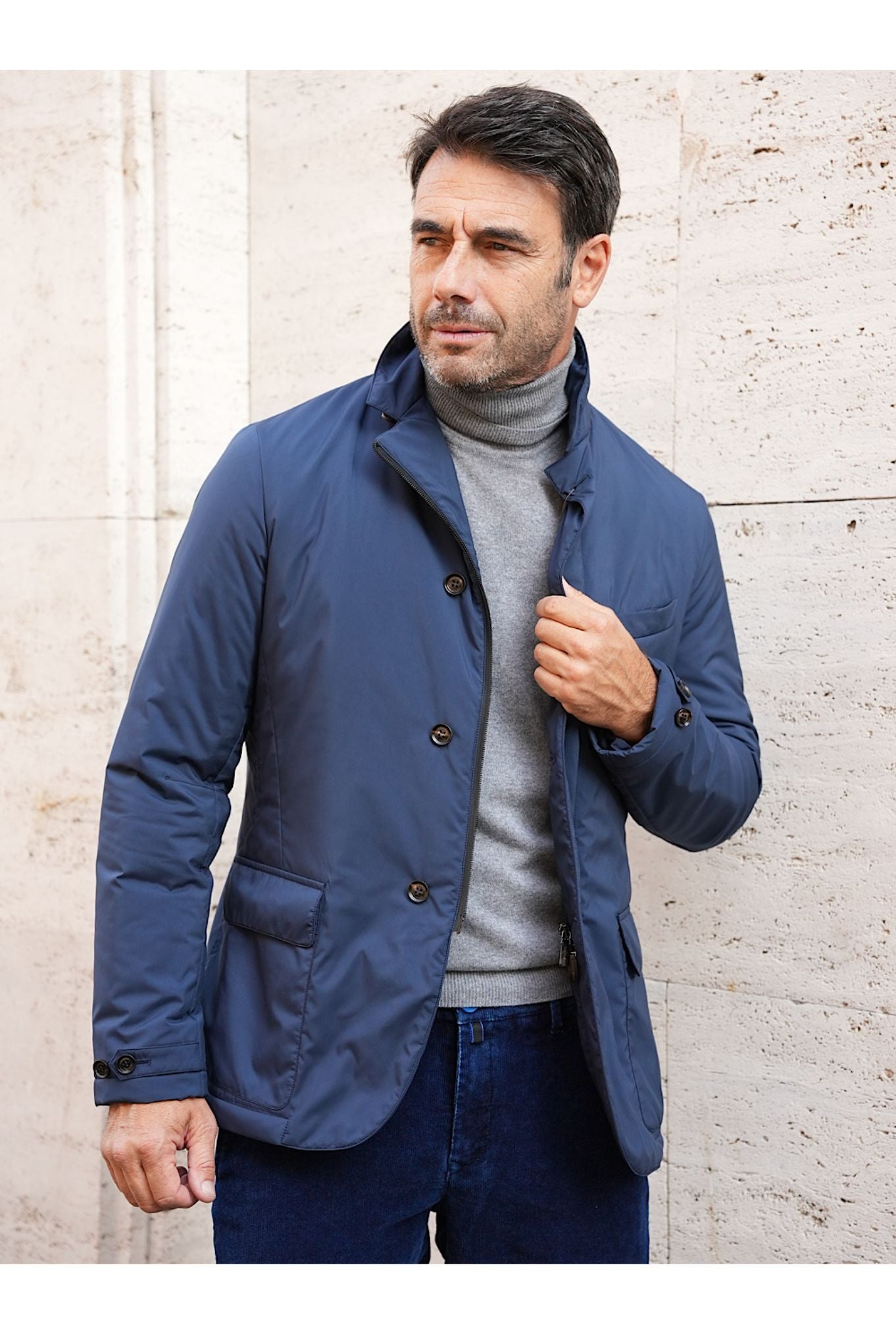 Colombo Giubbino Giacca Foderata in Cashmere Blu - Guarino Store