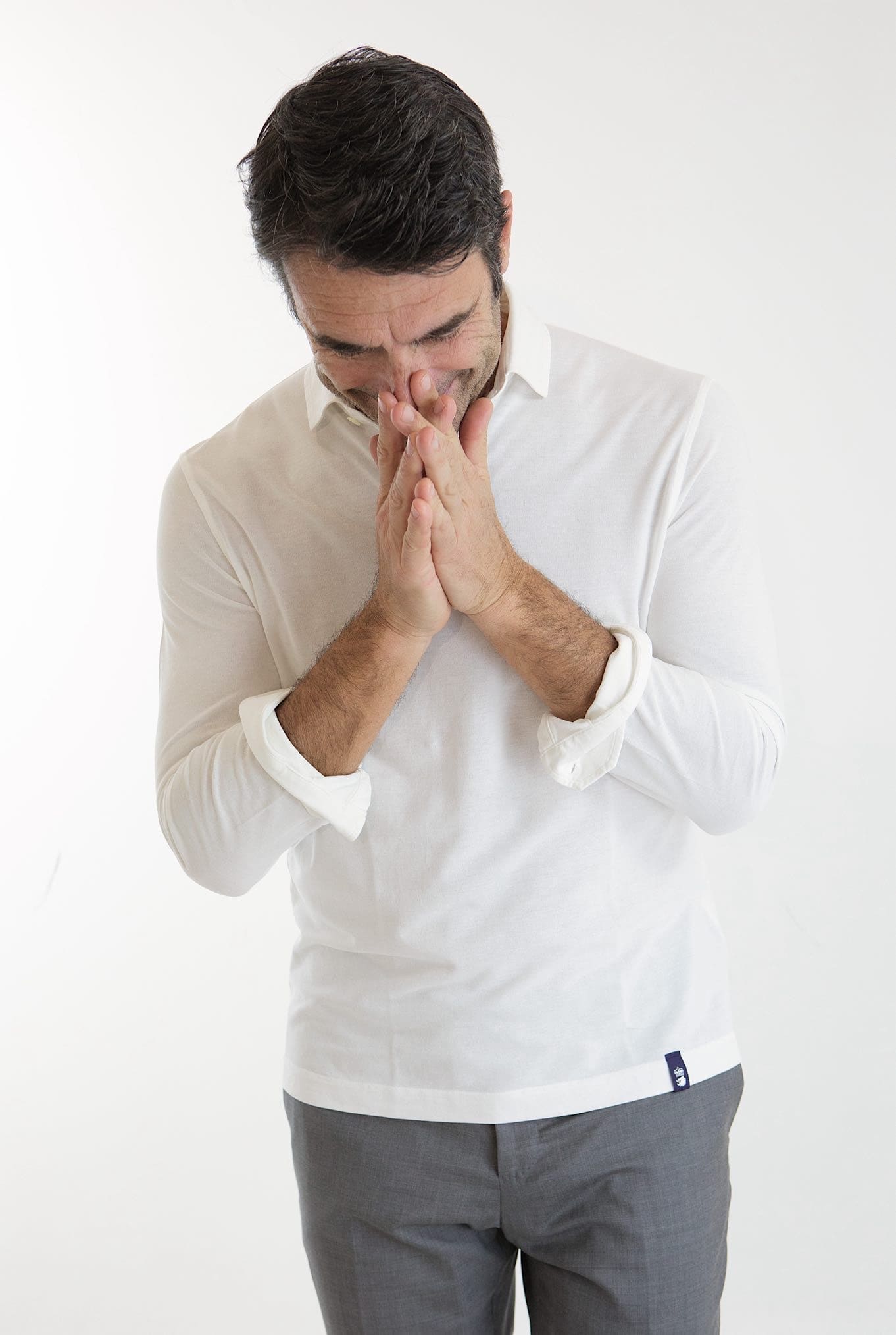 Polo ML Frosted Crepe Cotton Bianco DRUMOHR