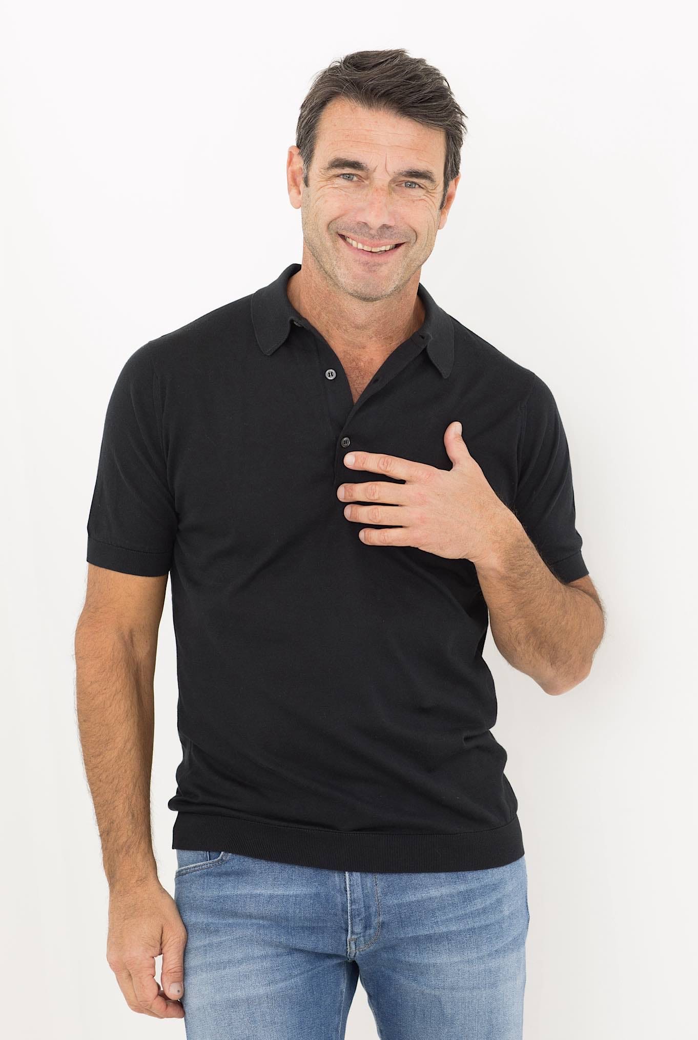 JOHN SMEDLEY Polo mod. Adrian Cotone Sea Island Nero - Guarino Store