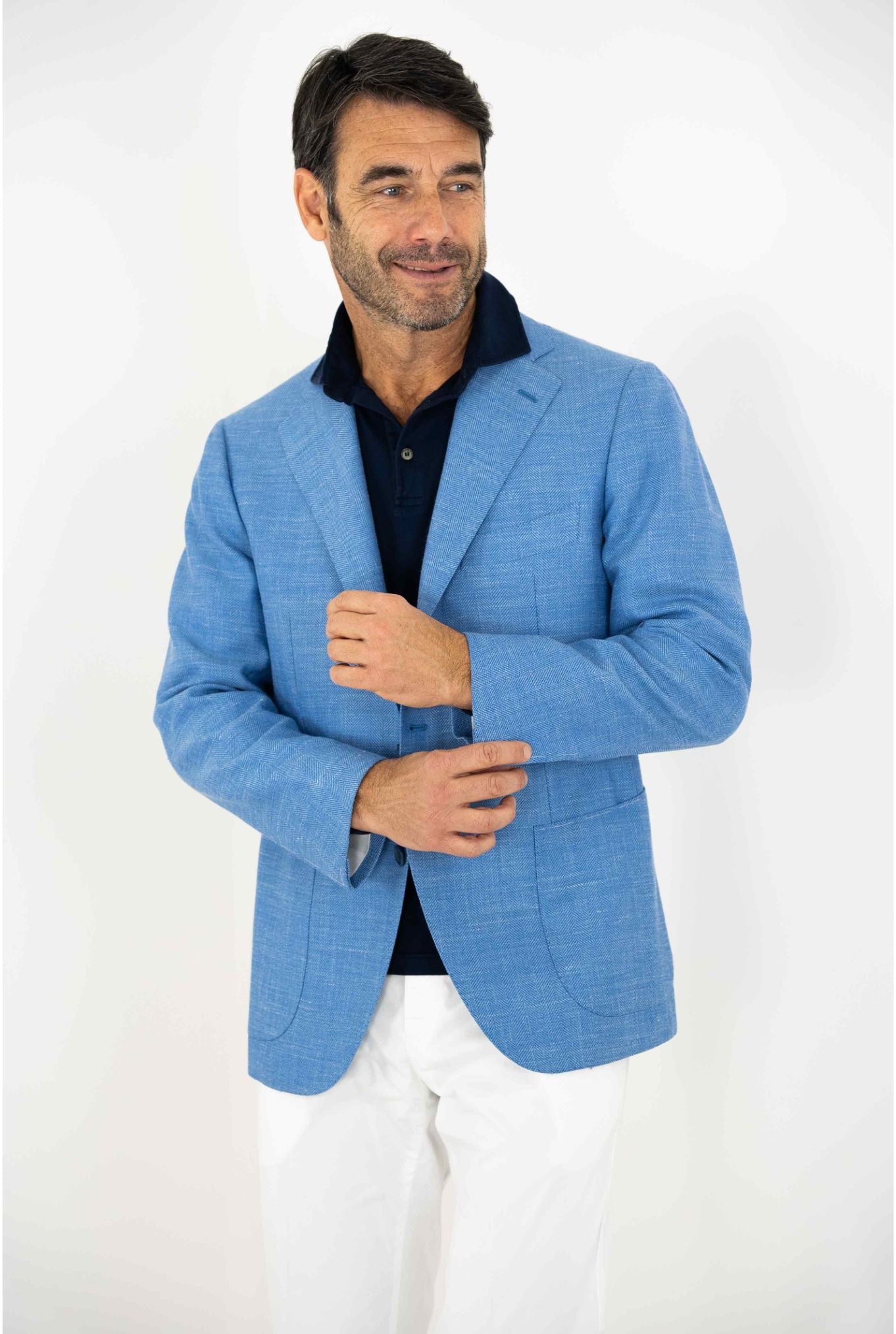 CESARE ATTOLINI Giacca Azzurra Lana Seta e Lino - Guarino Store