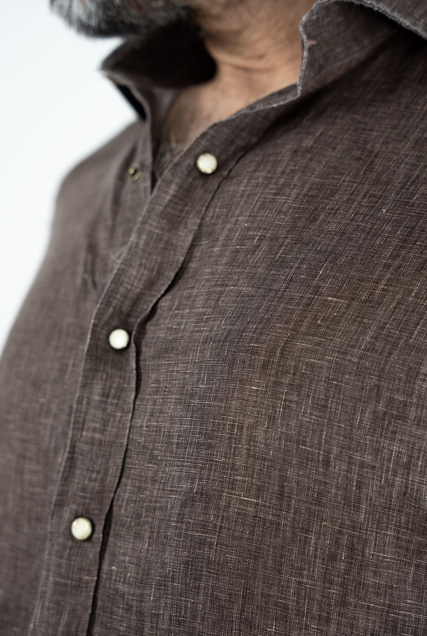 GIANNETTO PORTOFINO Camicia Lino Tabacco COMFORT FIT - Guarino Store