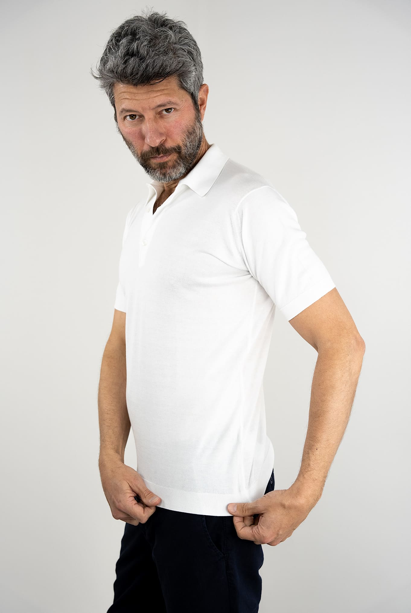 JOHN SMEDLEY Polo mod. Adrian Cotone Sea Island Bianco - Guarino Store