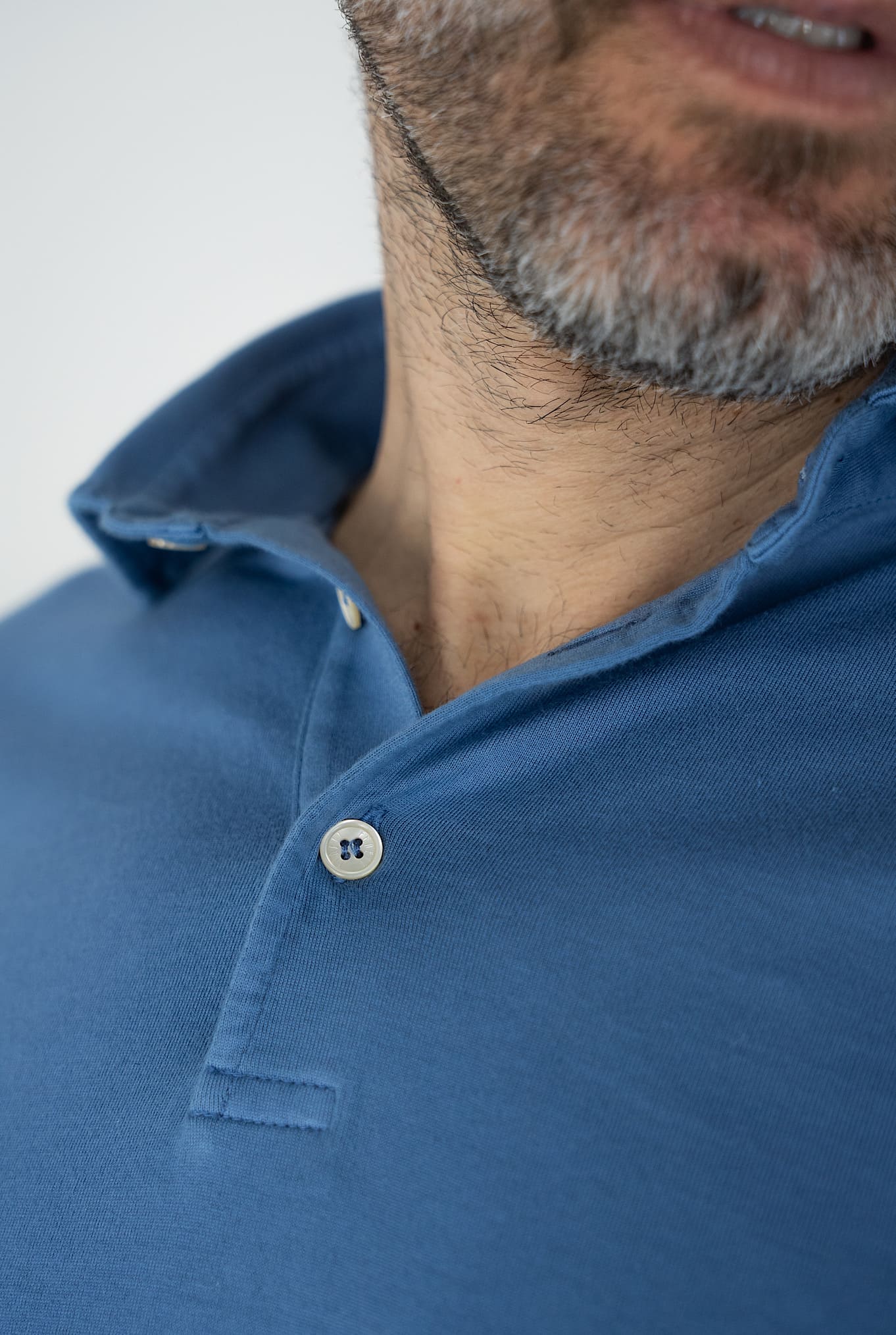 Polo Maniche Lunghe mod. Zero Cotone Blu medio FEDELI
