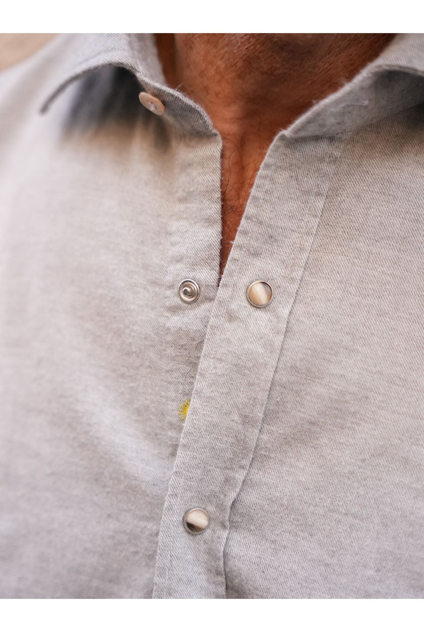 Camicia Flanella Cotone e Cashmere Ghiaccio slim fit - Guarino Store