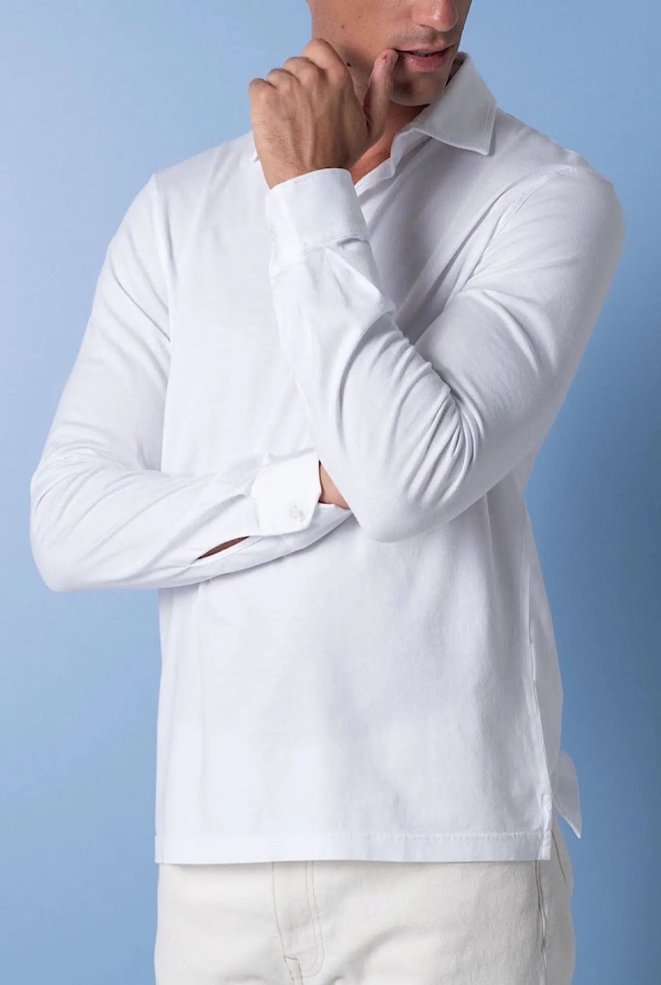 FEDELI Polo Maniche Lunghe mod. Zero Cotone Bianco - Guarino Store