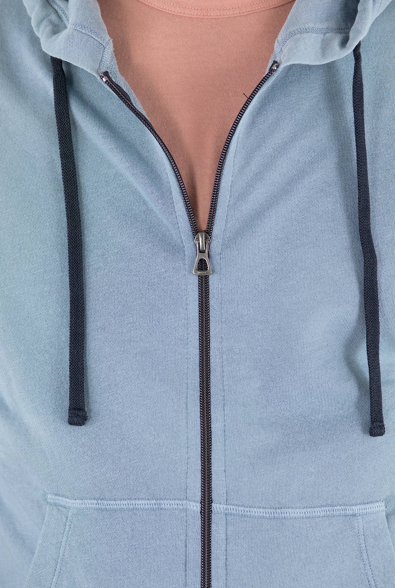 JAMES PERSE Felpa Cappuccio in Jersey di Cotone Tinta in Capo Azzurro - Guarino Store