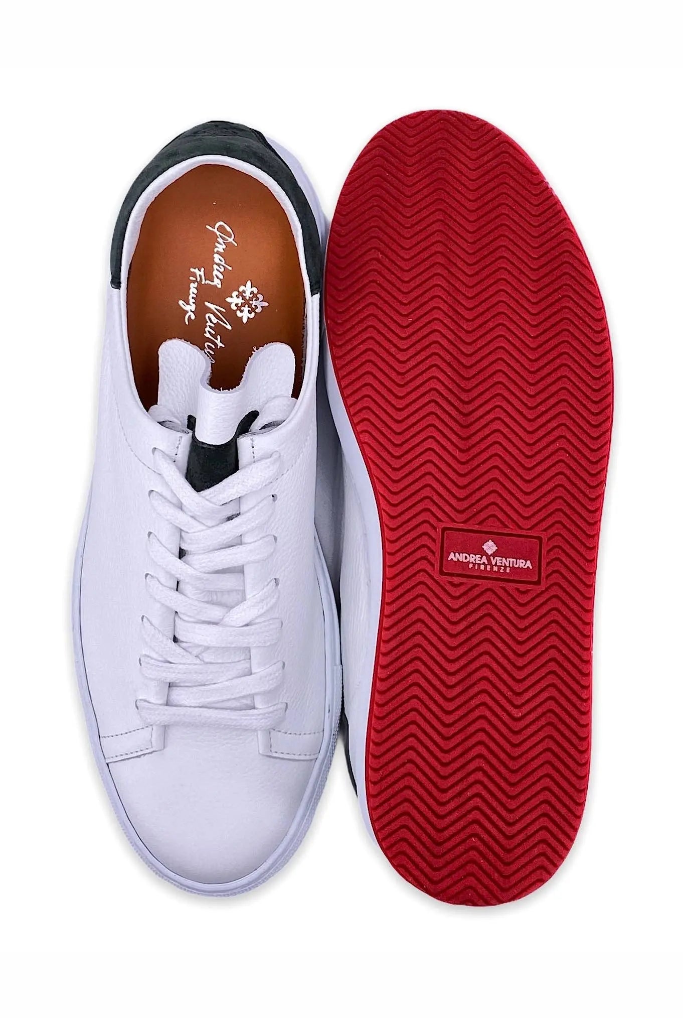 ANDREA VENTURA Sneakers Pelle Cervo Bianco Verde - Guarino Store