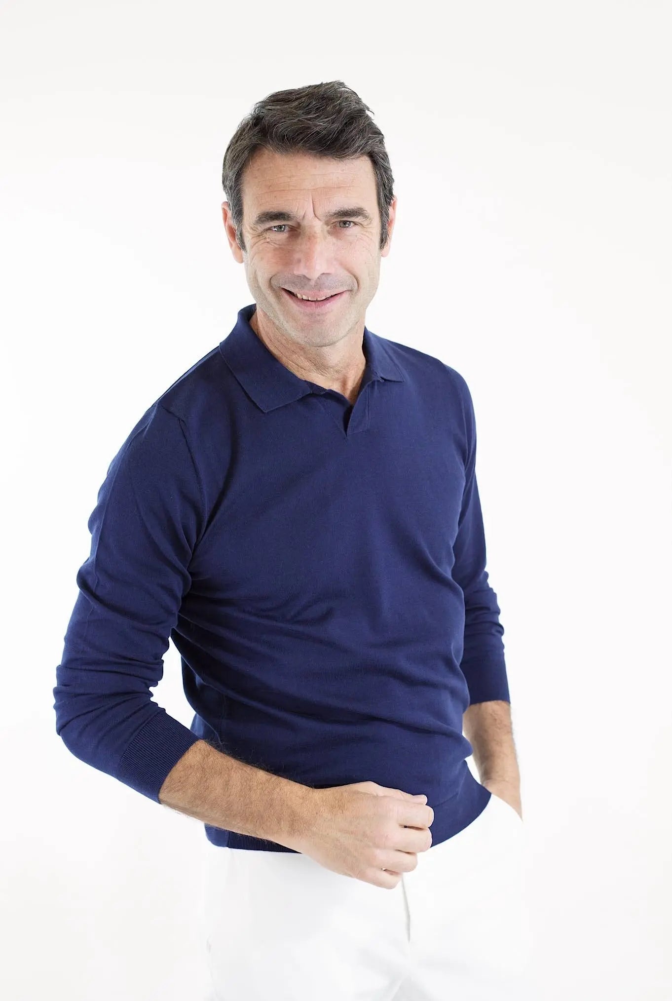GUARINO Polo ML Cotone Sea Island Blu Navy - Guarino Store