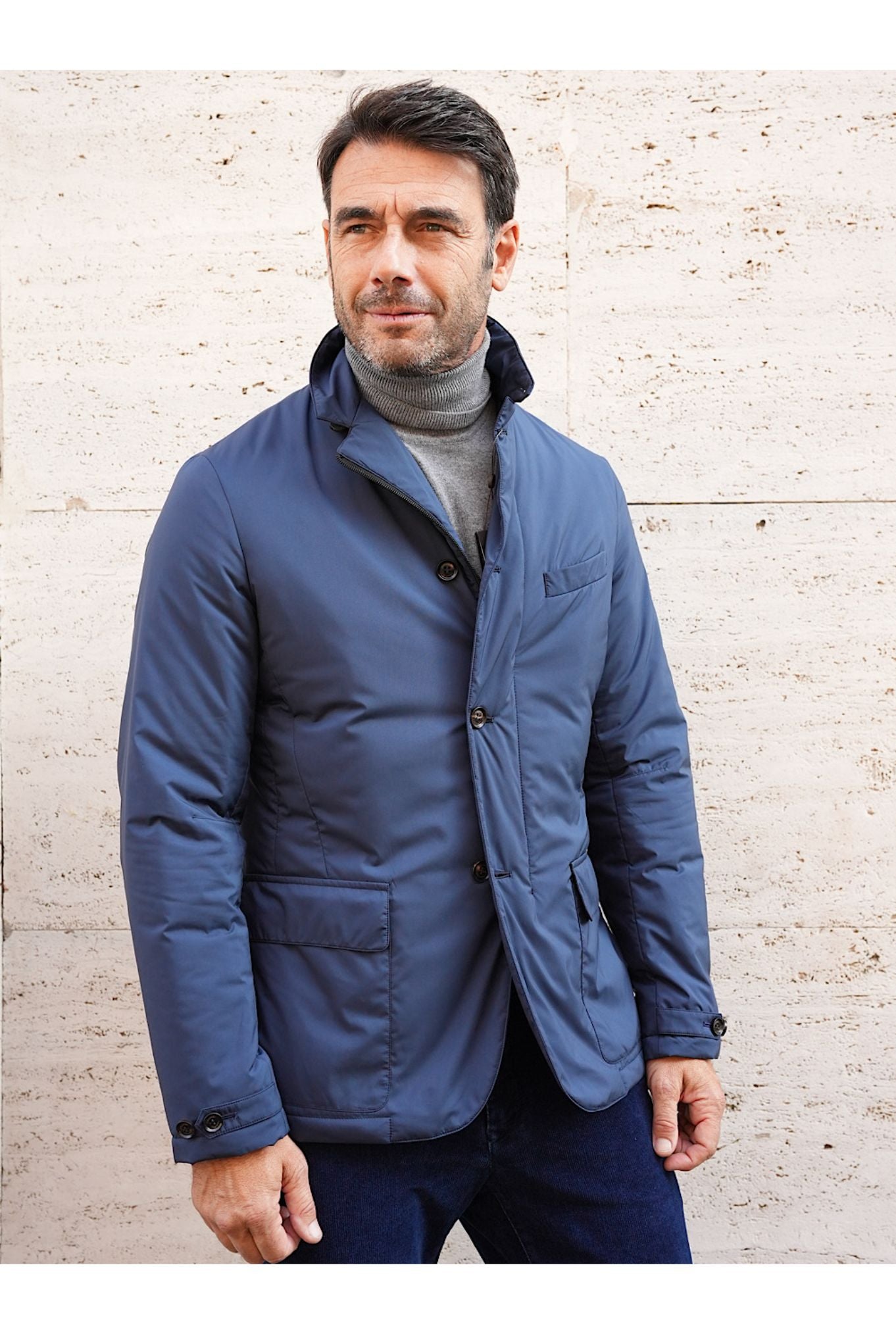Colombo Giubbino Giacca Foderata in Cashmere Blu - Guarino Store