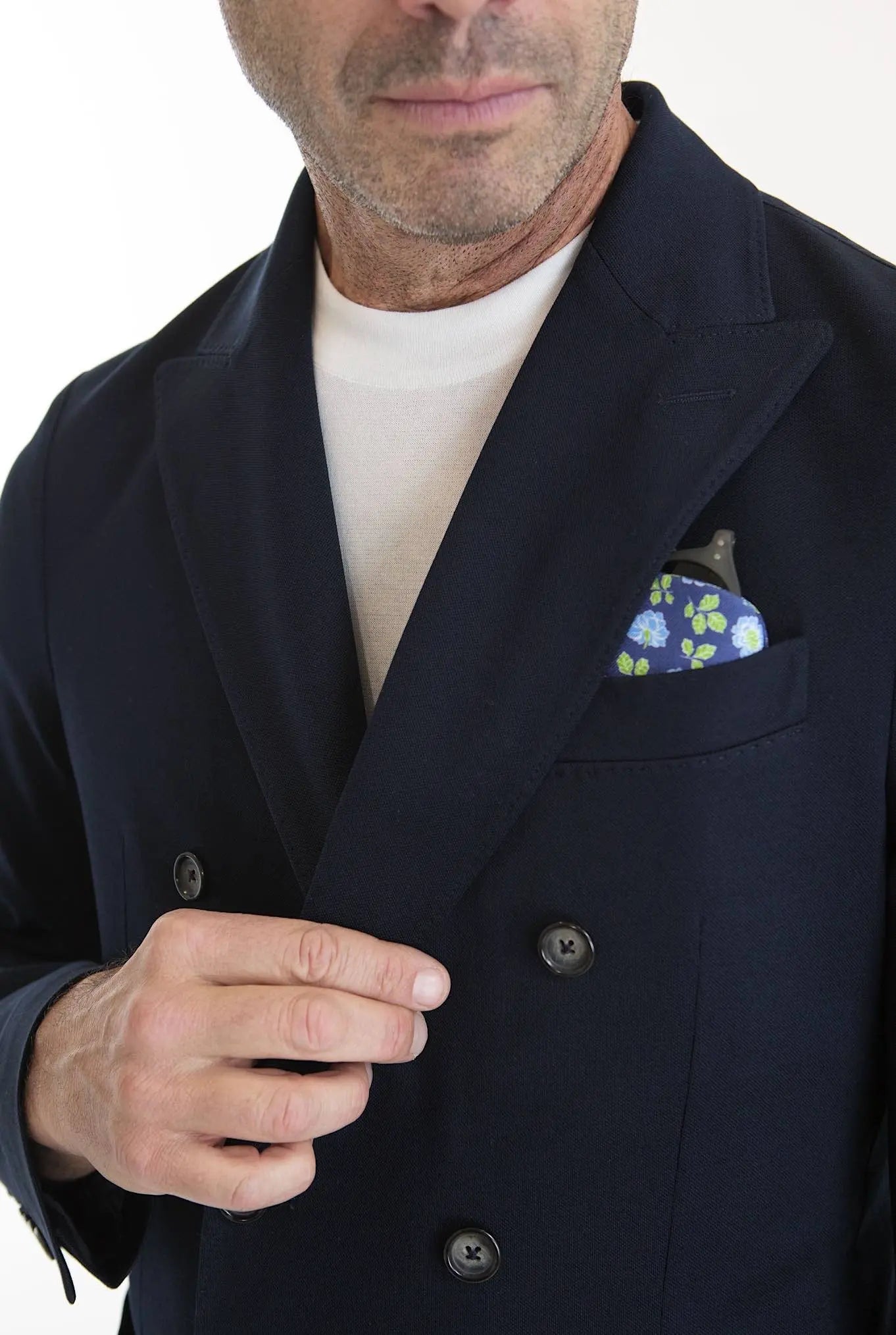 CIRCOLO 1901 Giacca Doppiopetto a Lancia in Jersey di Cotone Piquet Blu - Guarino Store
