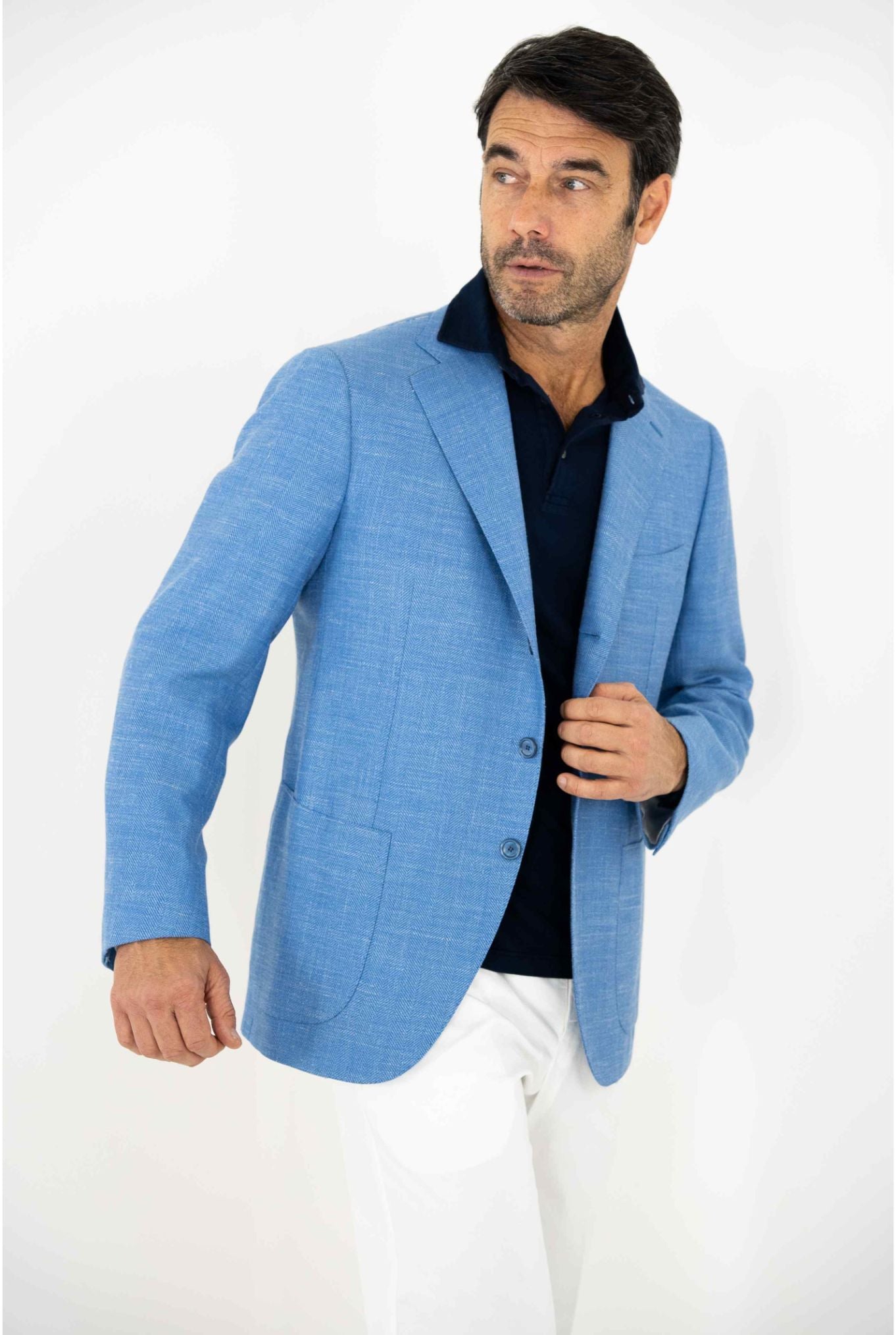 CESARE ATTOLINI Giacca Azzurra Lana Seta e Lino - Guarino Store