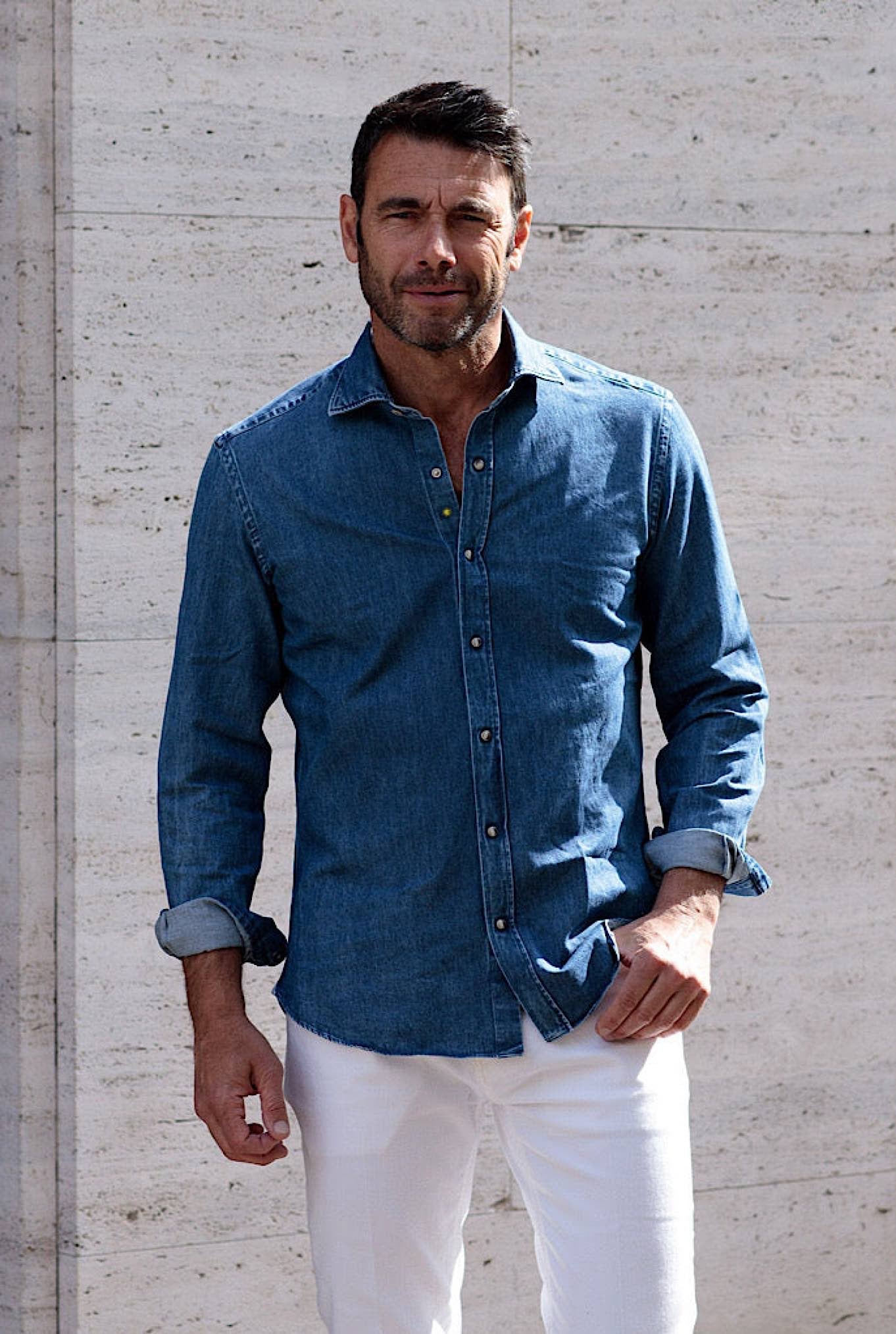 GIANNETTO PORTOFINO Camicia Denim Medio SLIM FIT - Guarino Store