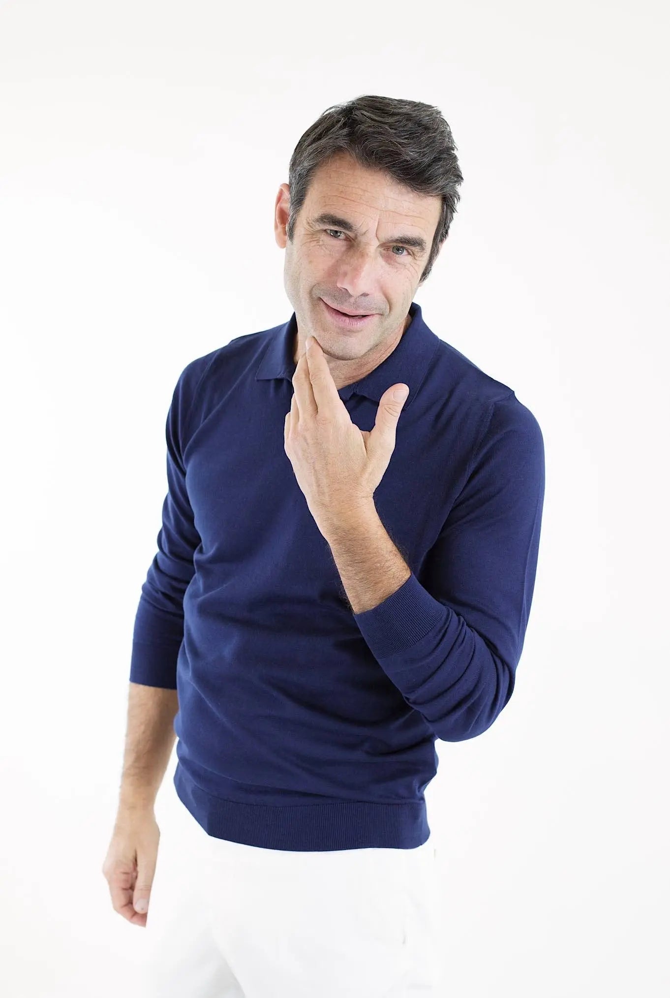 GUARINO Polo ML Cotone Sea Island Blu Navy - Guarino Store