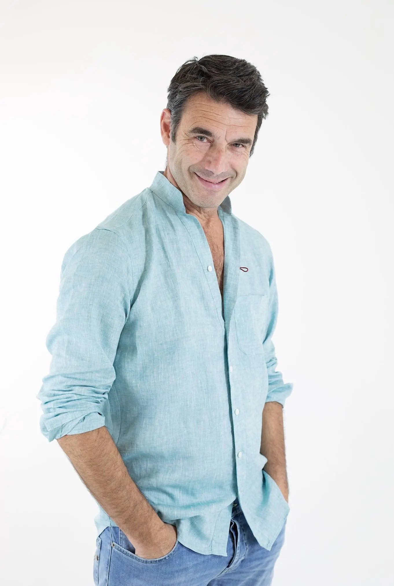 SEASE Camicia ML Fish Tail Lino Poweder Blu - Guarino Store