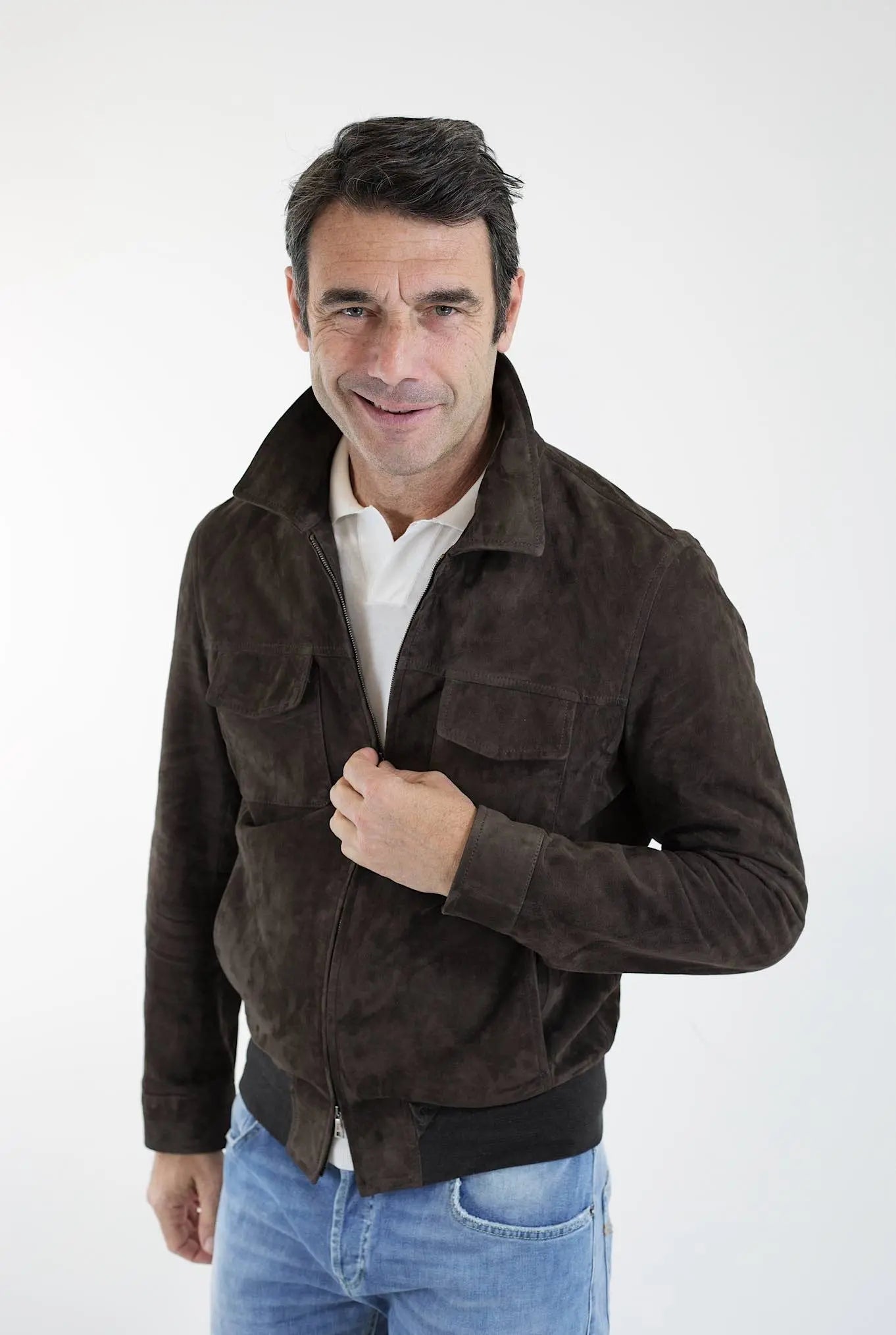 STEWART Giubbino Sfoderato in Suede Testa di Moro - Guarino Store