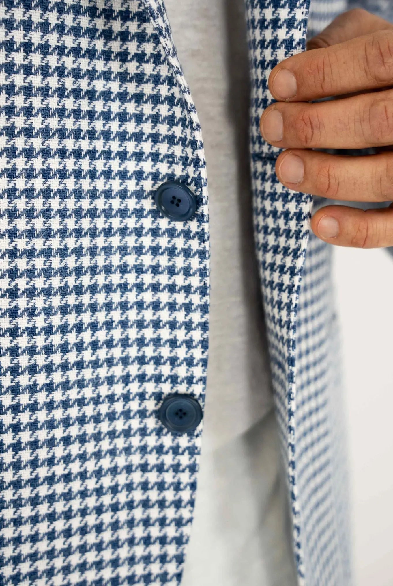 CESARE ATTOLINI Giacca Pied de Poule Bianca/Blu - Guarino Store