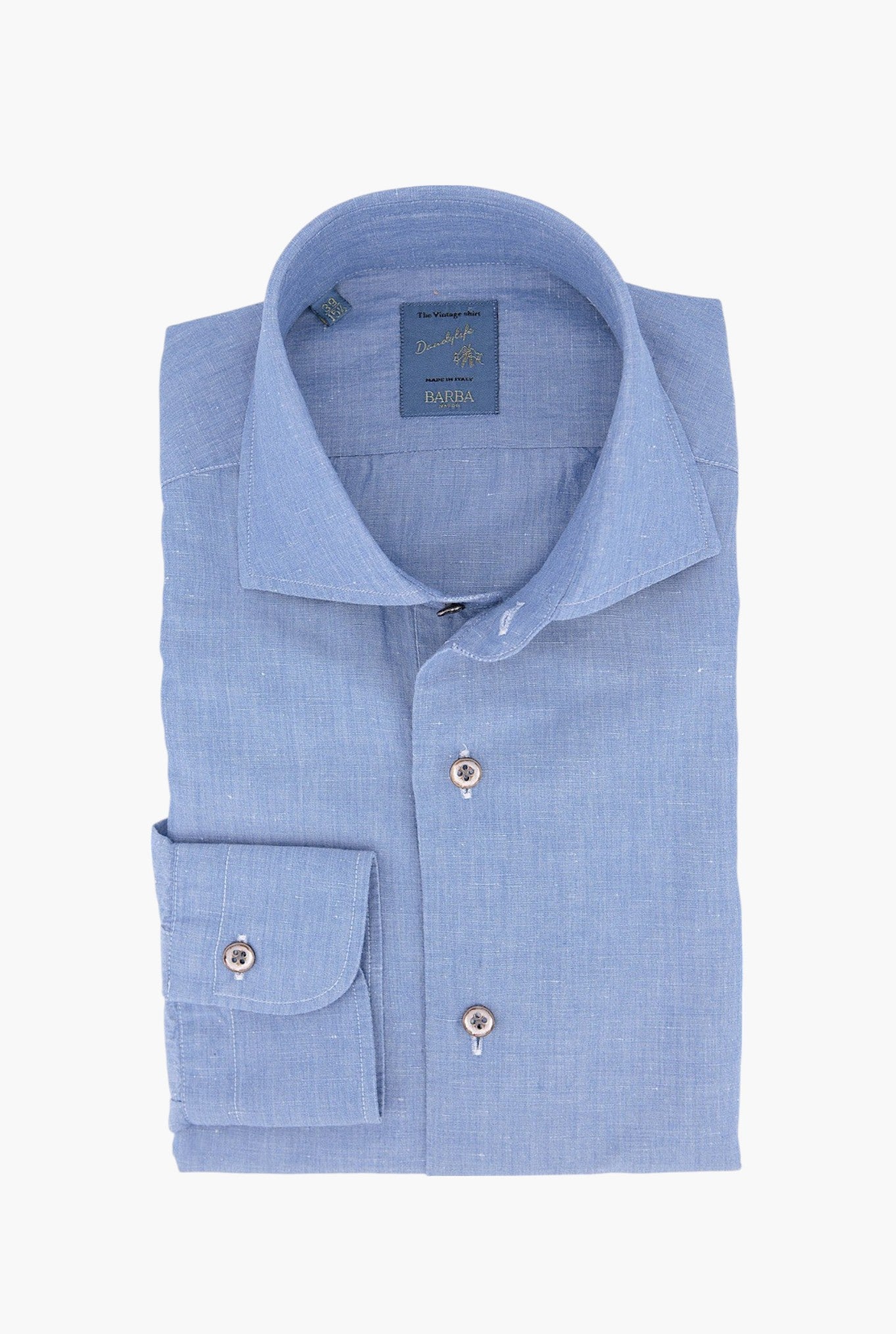 BARBA Dandy Life Denim Cotton and Linen Shirt